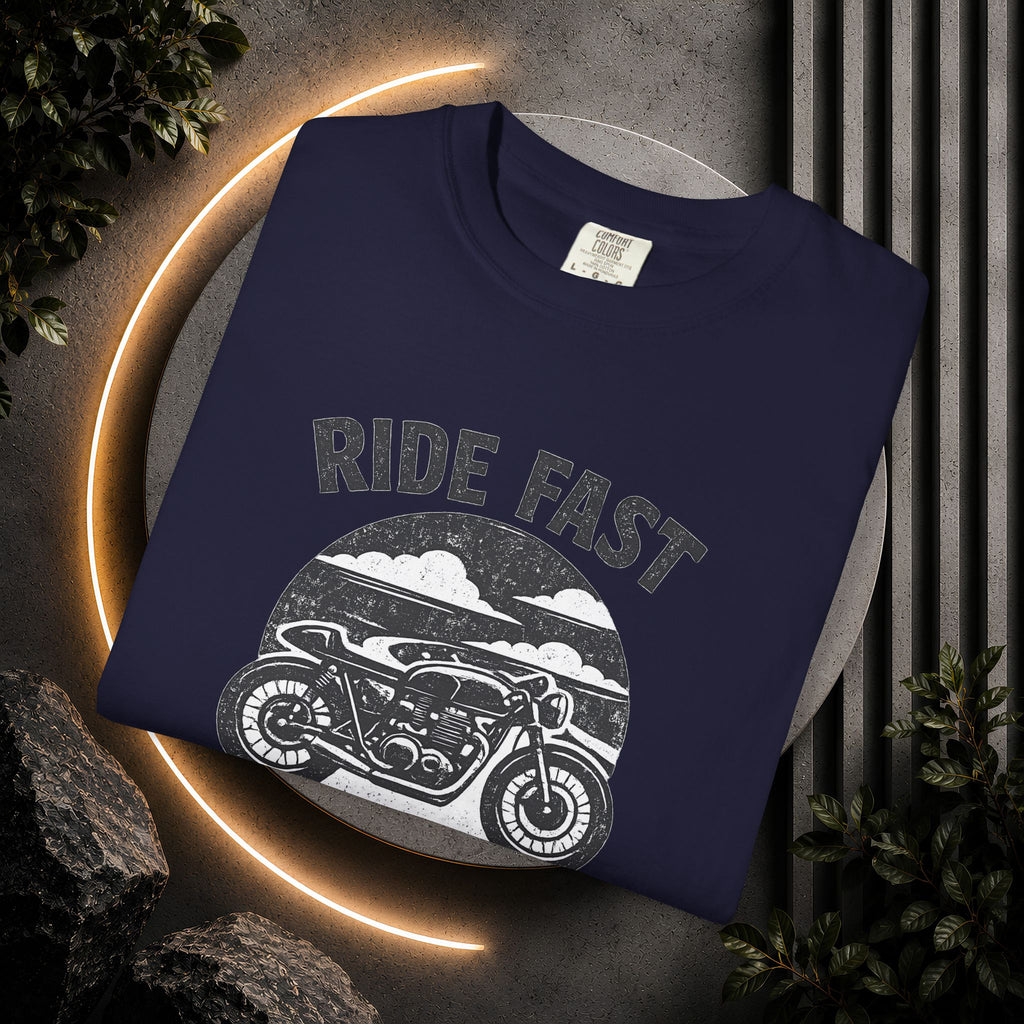 Ride Fast Live Free Motorcycle T-Shirt — Vintage Biker Tee for Riders