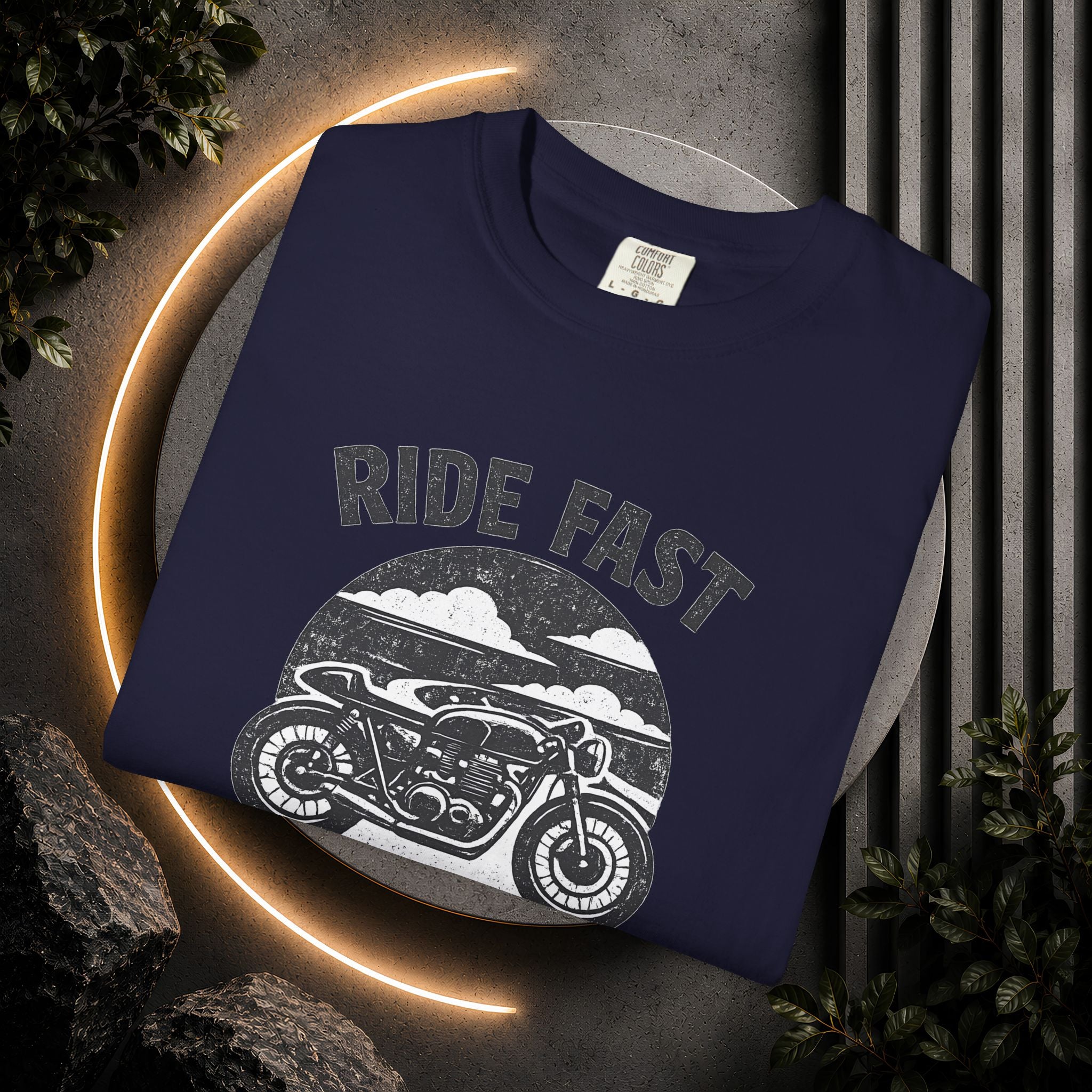 Ride Fast Live Free Motorcycle T-Shirt — Vintage Biker Tee for Riders