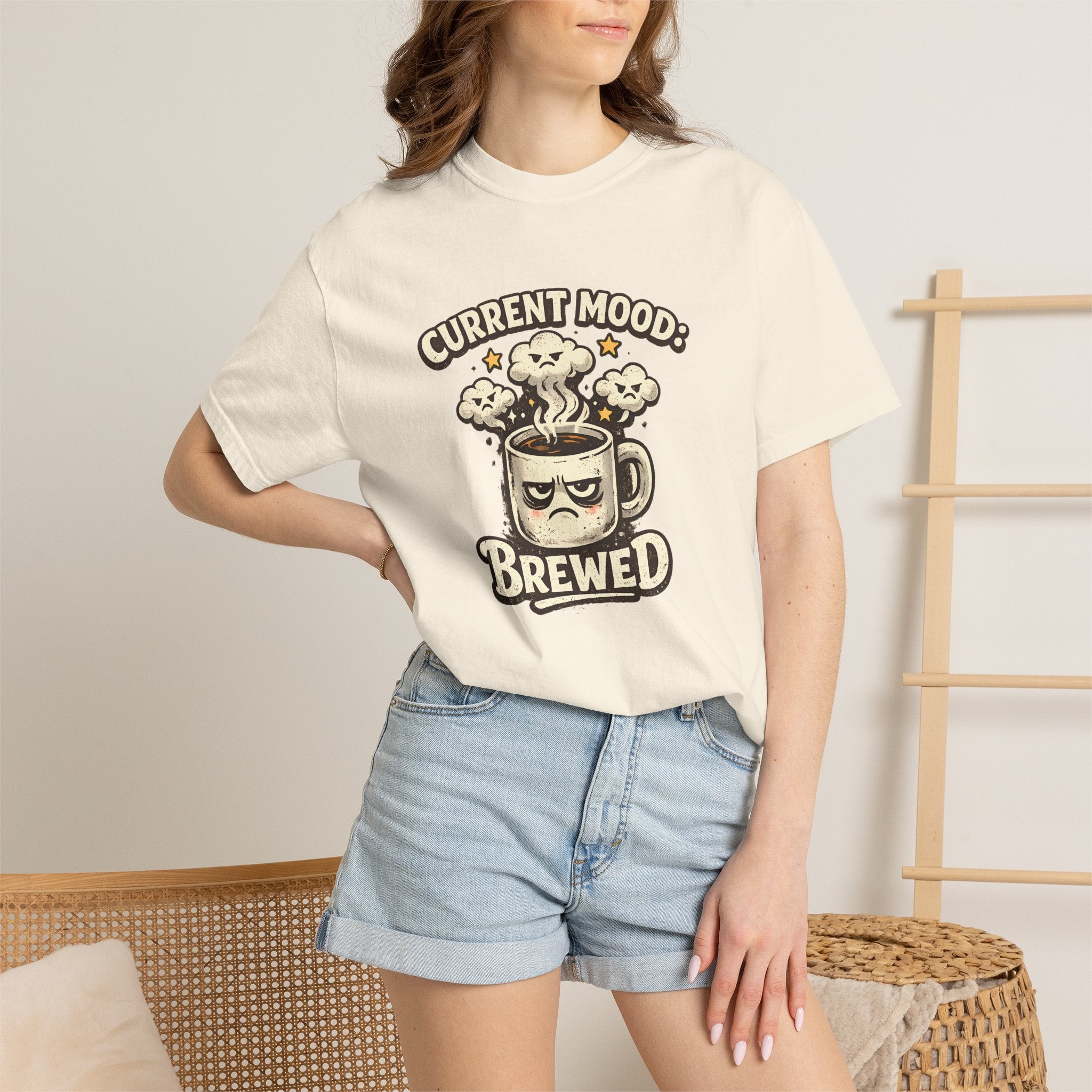 Coffee T-Shirt — "Current Mood: Brewed" Graphic Tee