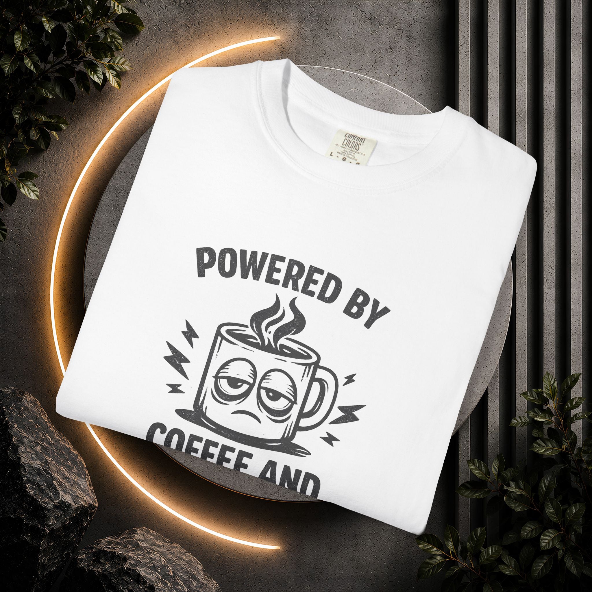 Coffee & Questionable Decisions T-Shirt – Powered by Coffee Graphic Tee