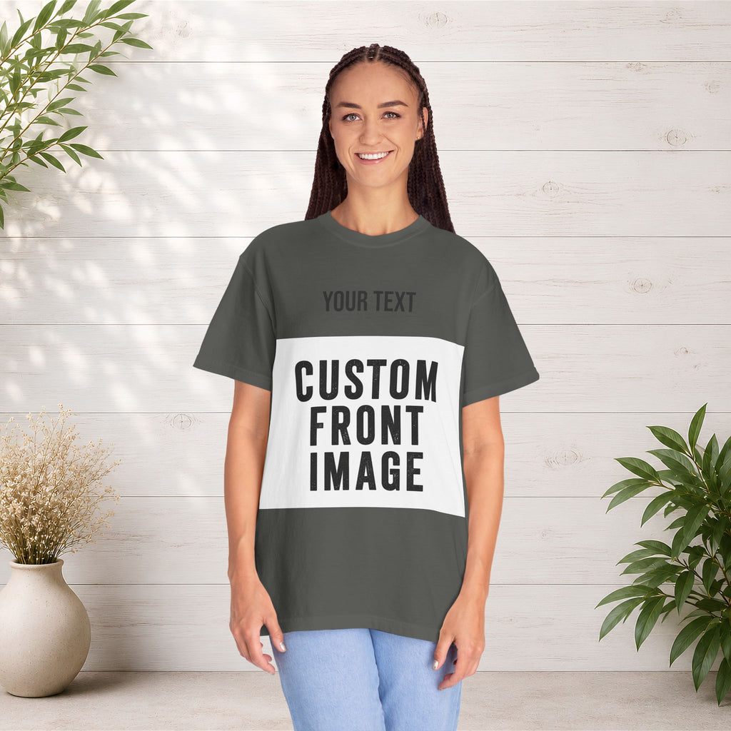 Custom Front Landscape Print T-Shirt — Personalized Text & Image Tee