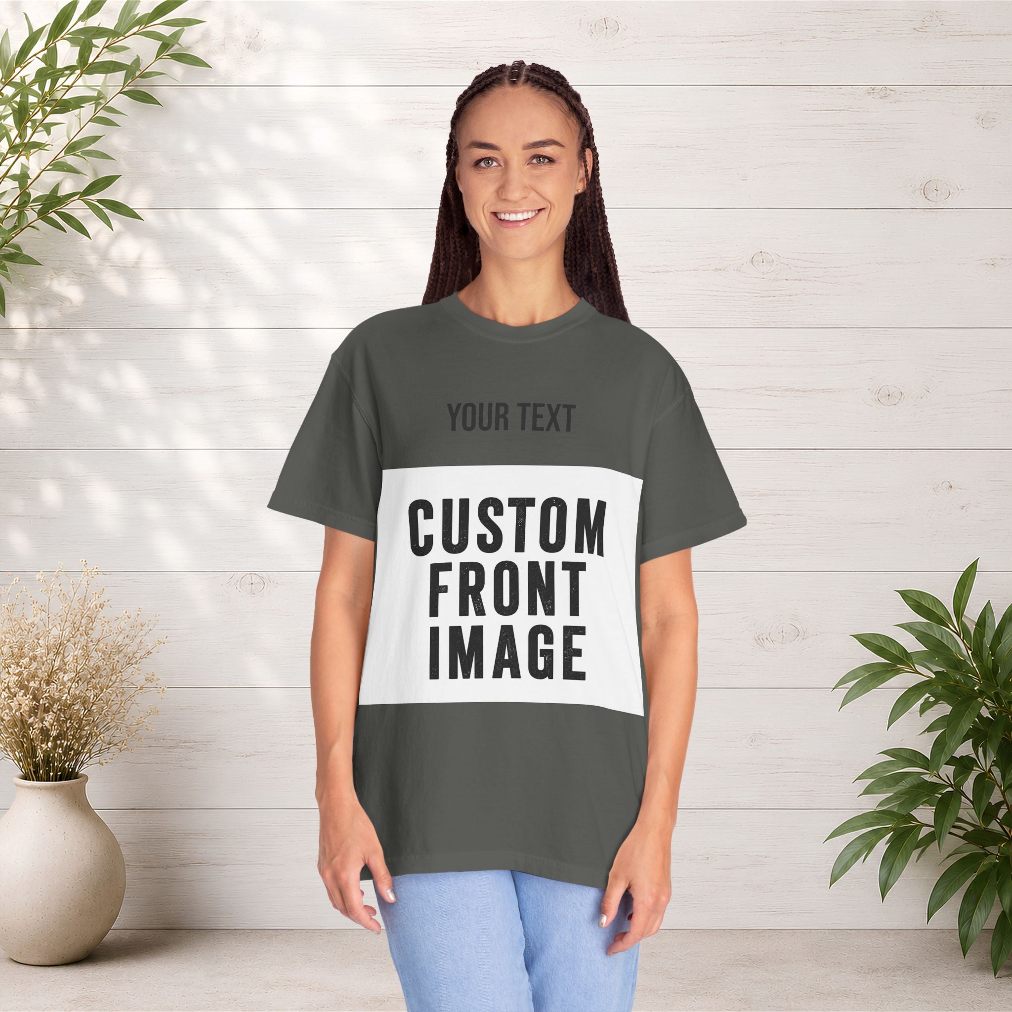 Custom Front Landscape Print T-Shirt — Personalized Text & Image Tee
