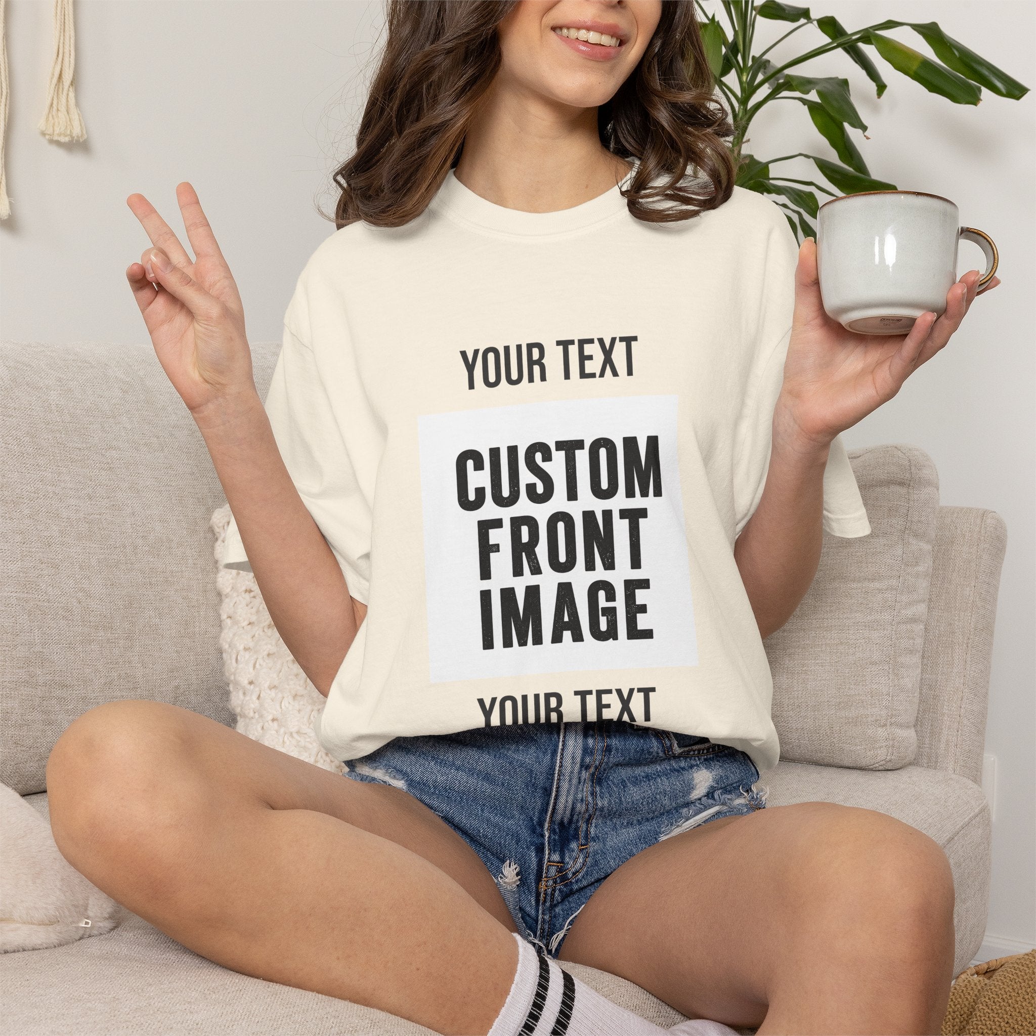 Custom Front Square Print T-Shirt — Personalized Text & Image Tee