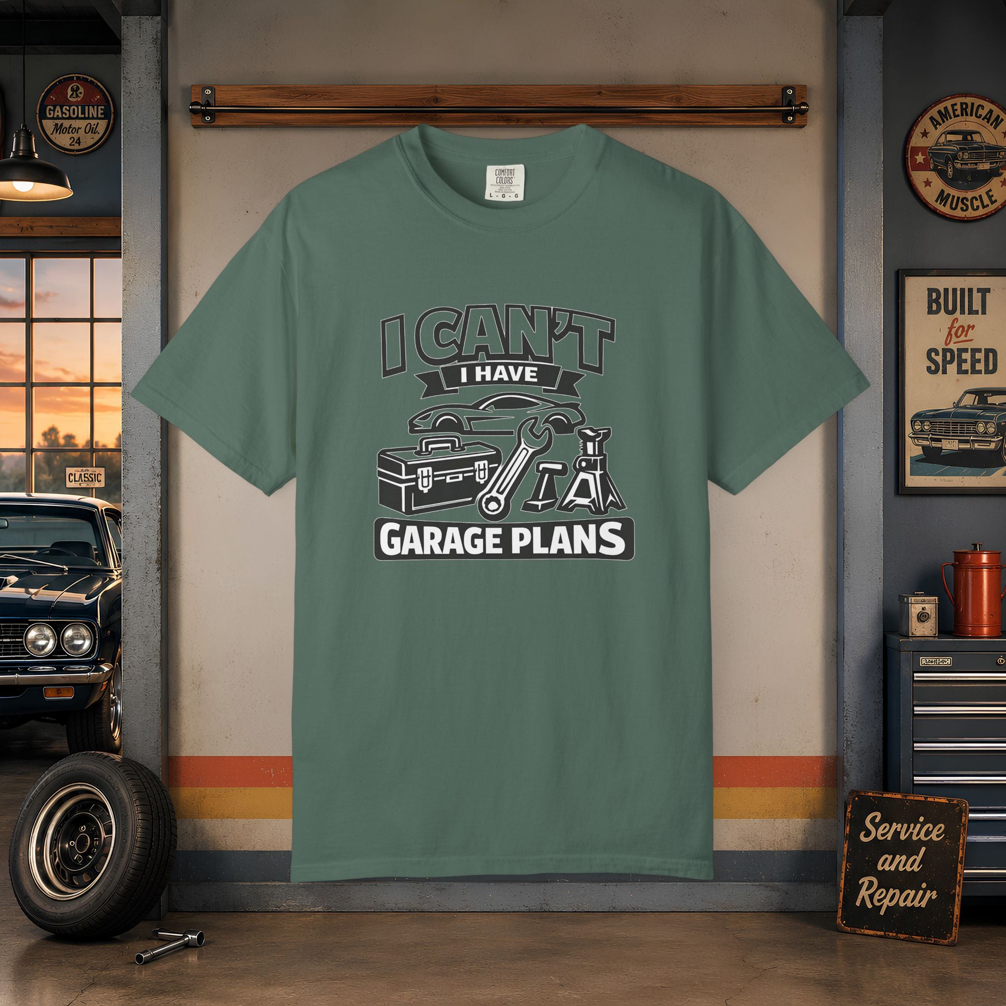 Garage Plans T-Shirt — "I Can't I Have Garage Plans" Mechanics Gift Tee