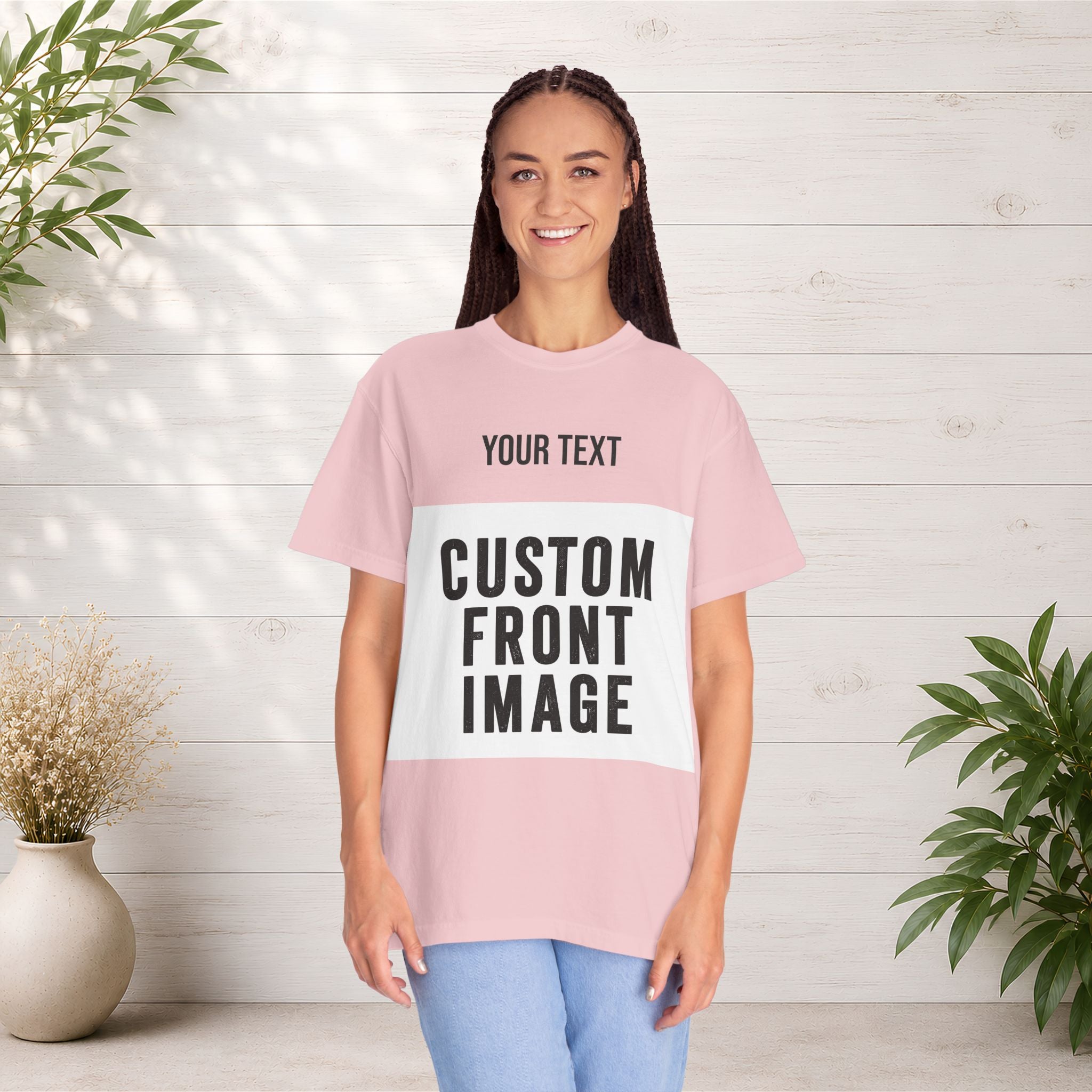 Custom Front Landscape Print T-Shirt — Personalized Text & Image Tee