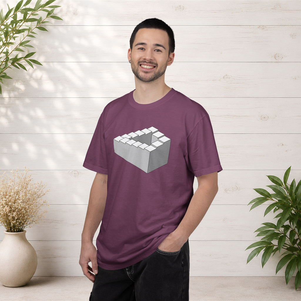 Optical Illusion Staircase Tee — Impossible Step Graphic T-Shirt