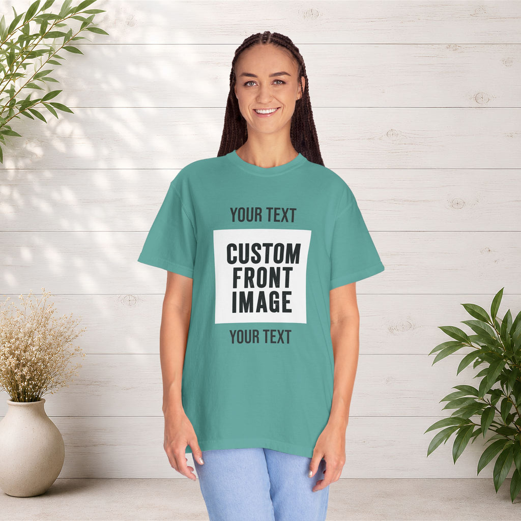 Custom Front Square Print T-Shirt — Personalized Text & Image Tee