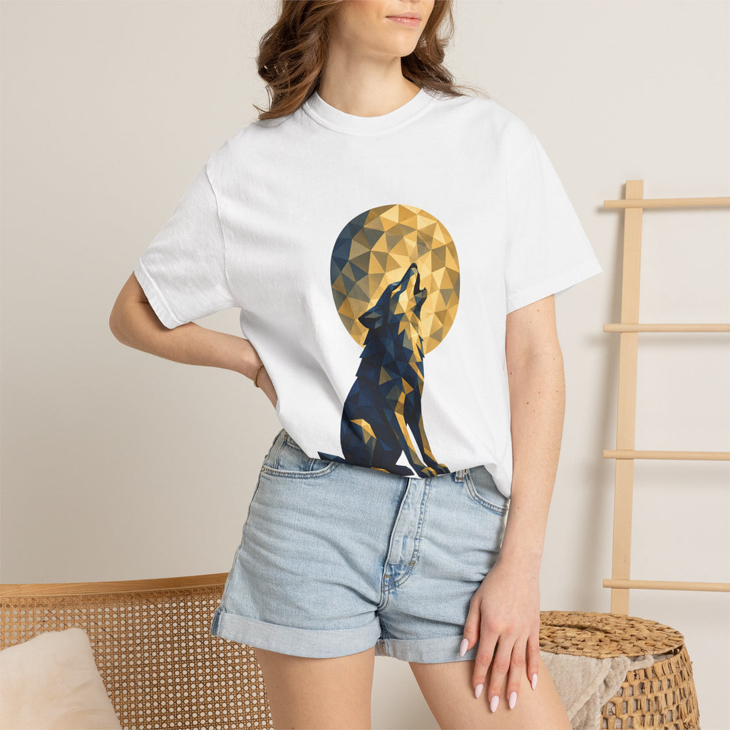 Geometric Howling Wolf T-Shirt | Moon Silhouette