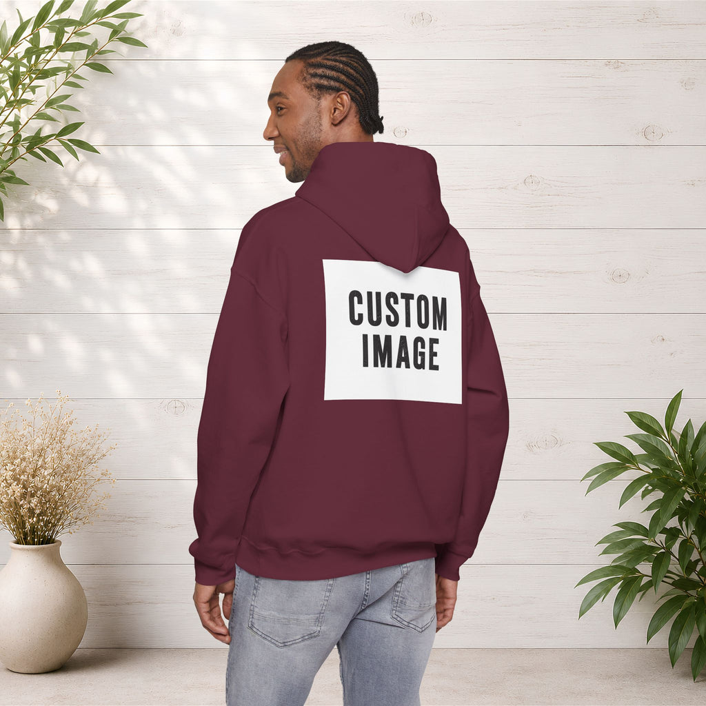 Custom Back Image Hoodie — Personalized White Pullover Hooded Sweatshirt