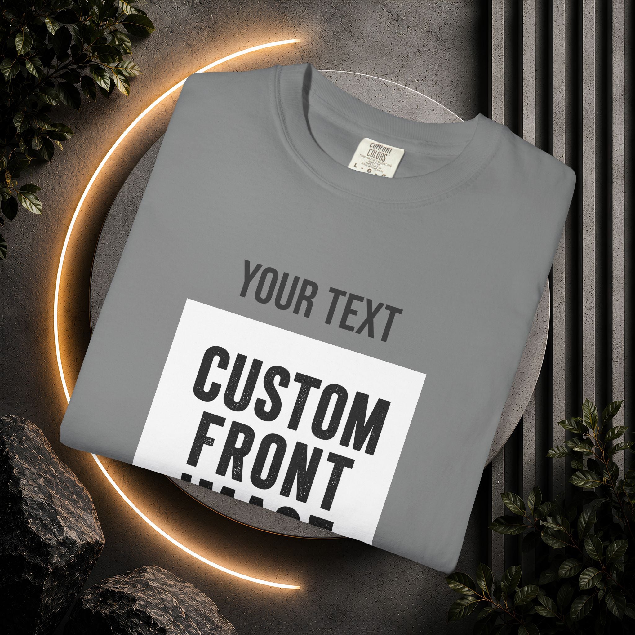 Custom Front Square Print T-Shirt — Personalized Text & Image Tee