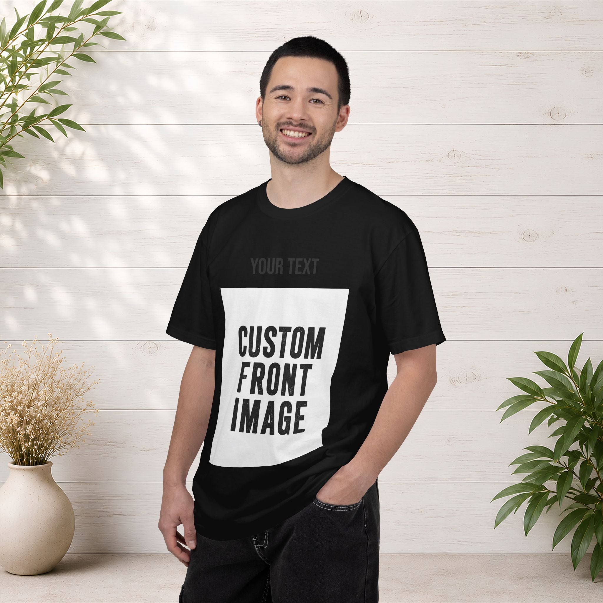 Custom Front Portrait Print T-Shirt — Personalized Text & Image Tee