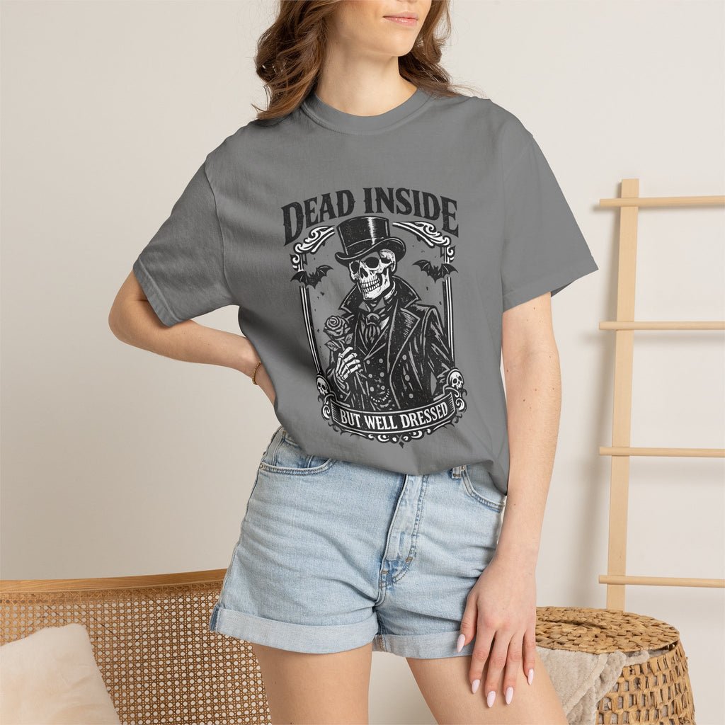Dead Inside But Well Dressed T-Shirt — Gothic Skeleton Vintage Graphic Tee