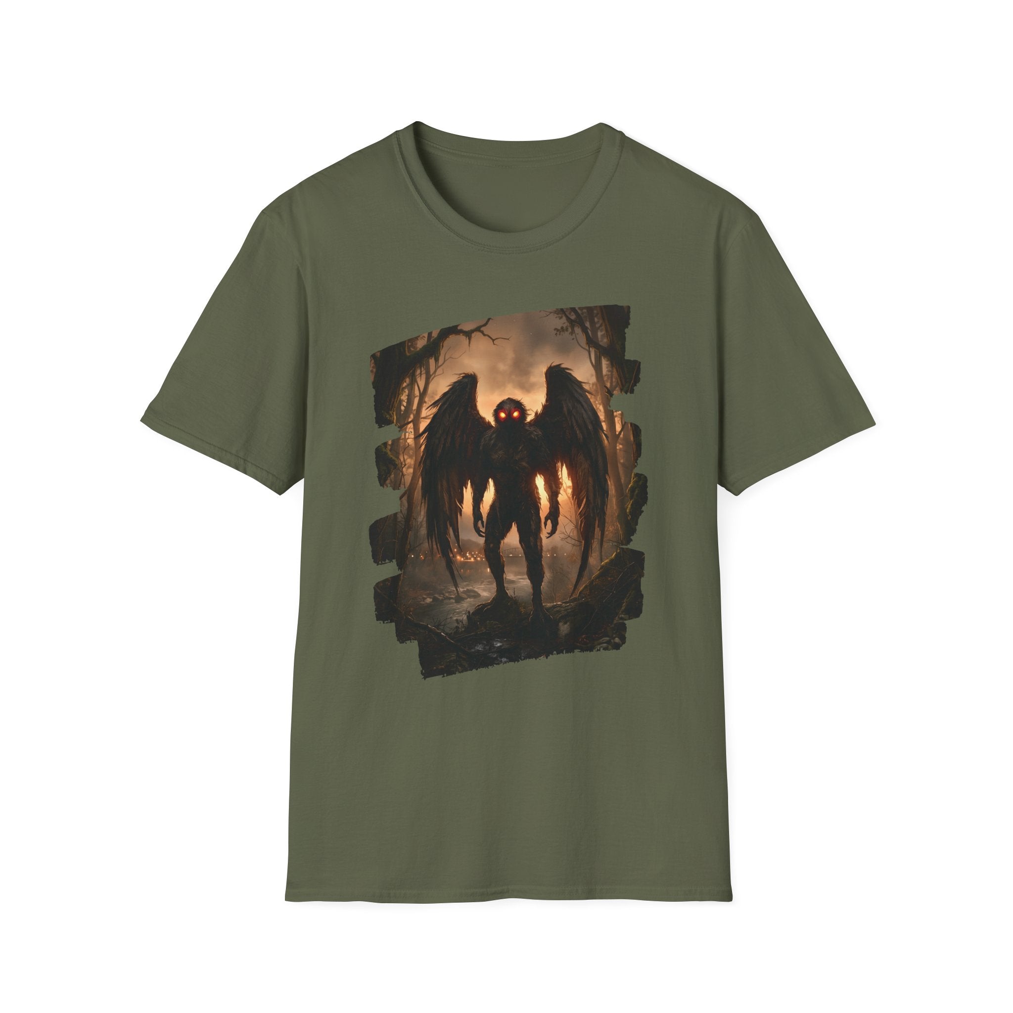 Mothman Cryptid Illustration T-Shirt | Dark Horror Graphic