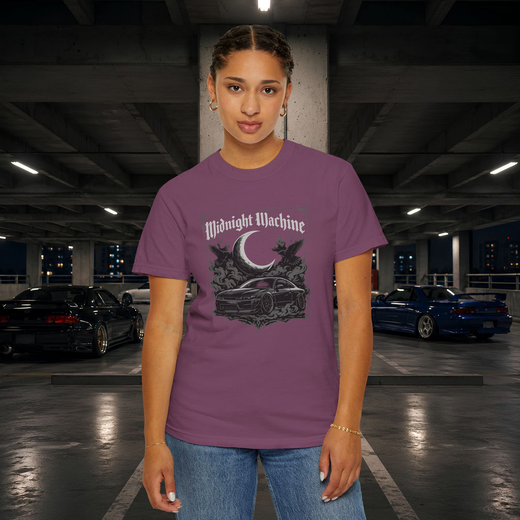 Midnight Machine Graphic T-Shirt — Retro Car Moon Tee for Night Drivers