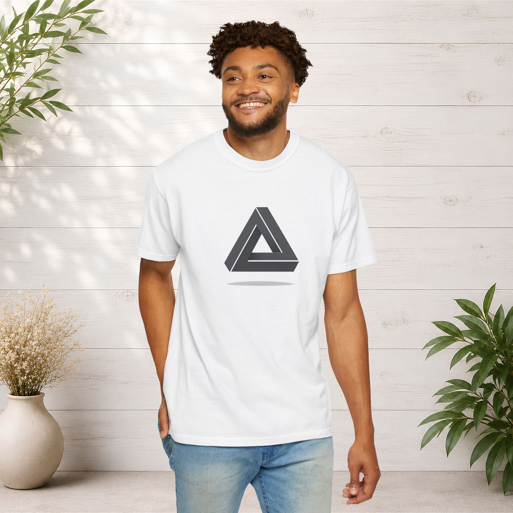 Optical Illusion Triangle T-Shirt — Geometric Penrose Design