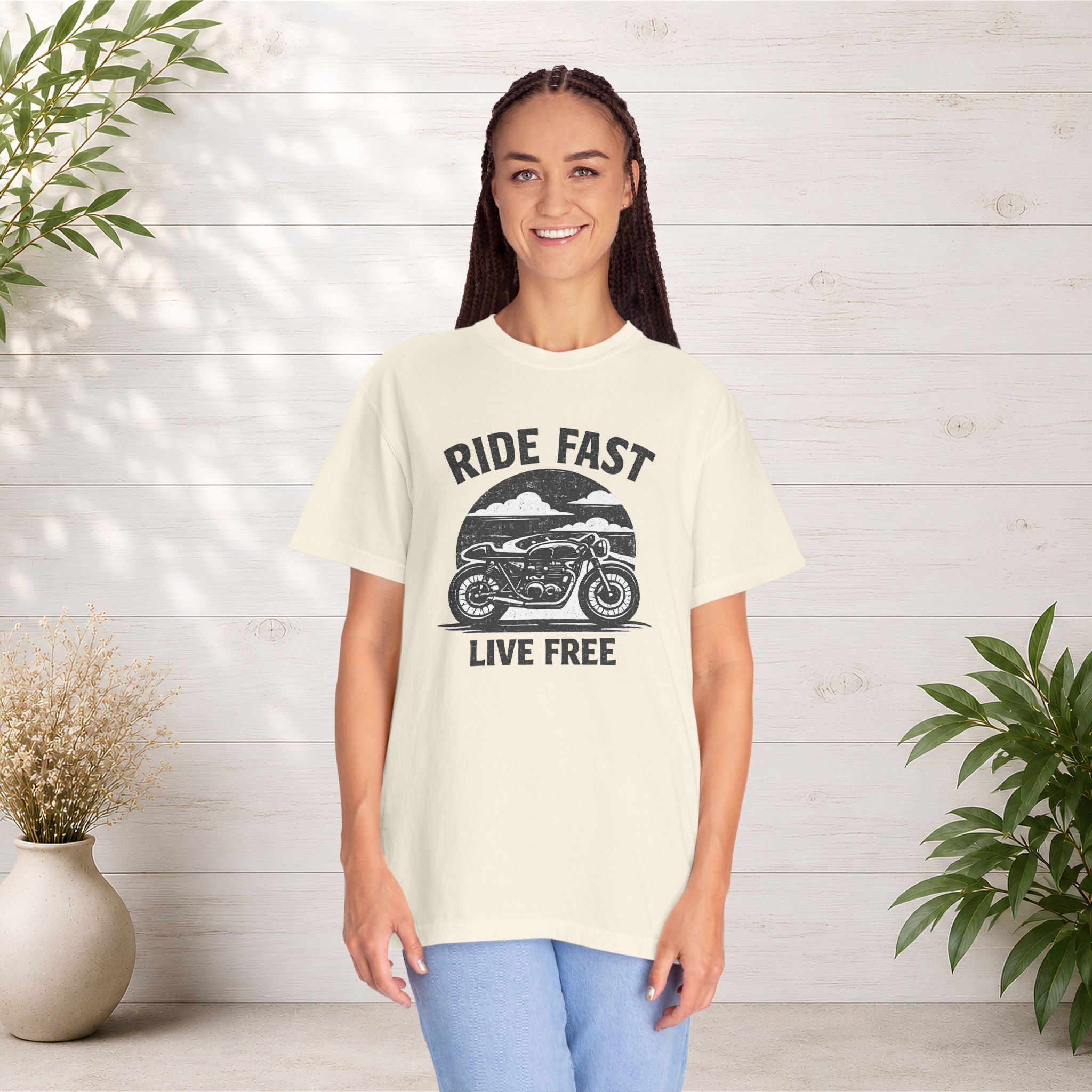 Ride Fast Live Free Motorcycle T-Shirt — Vintage Biker Tee for Riders