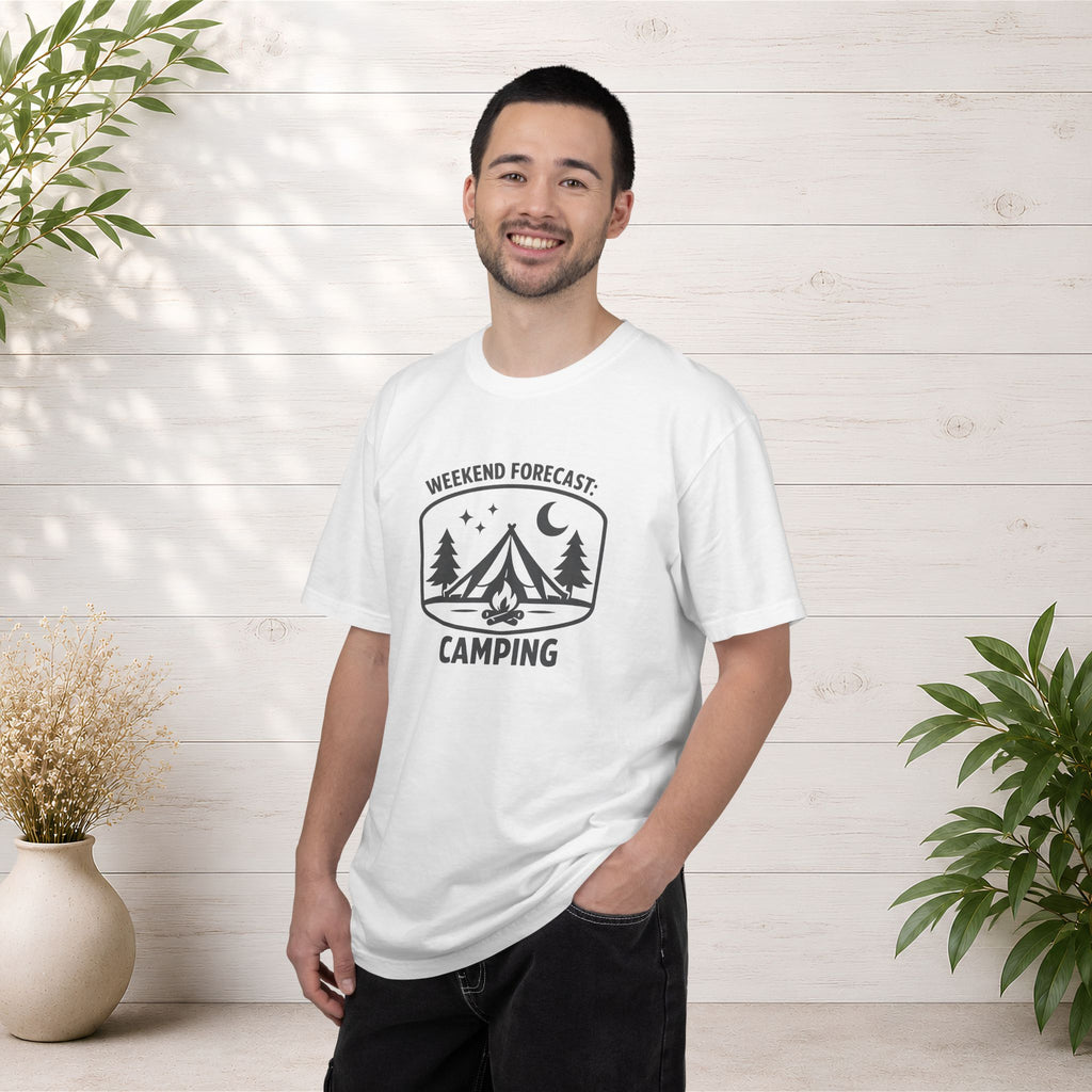 Camping T-Shirt — "Weekend Forecast: Camping" Outdoor Adventure Tee