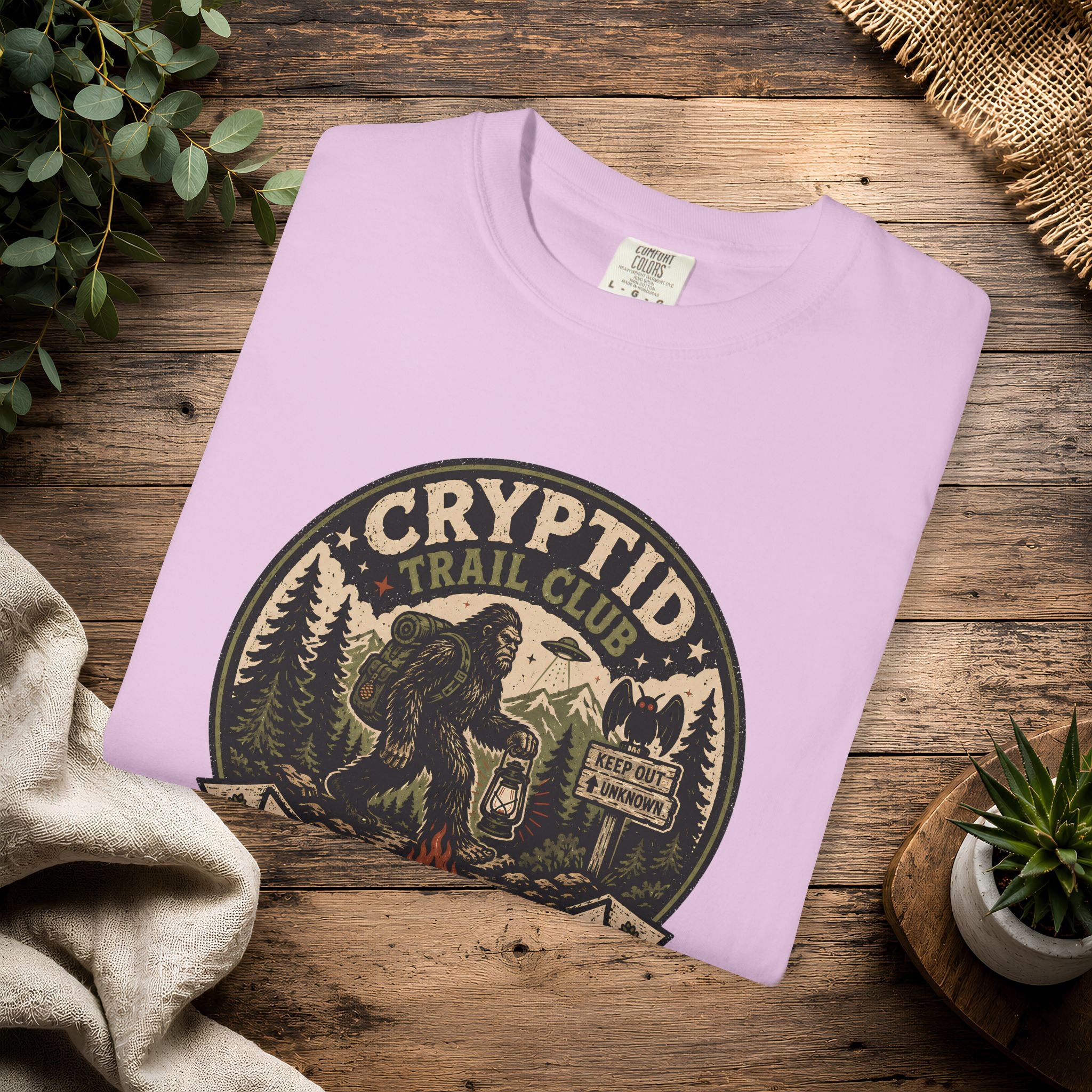 Cryptid Trail Club T-Shirt — "Take a Hike, Stay Hidden" Outdoor Sasquatch Tee