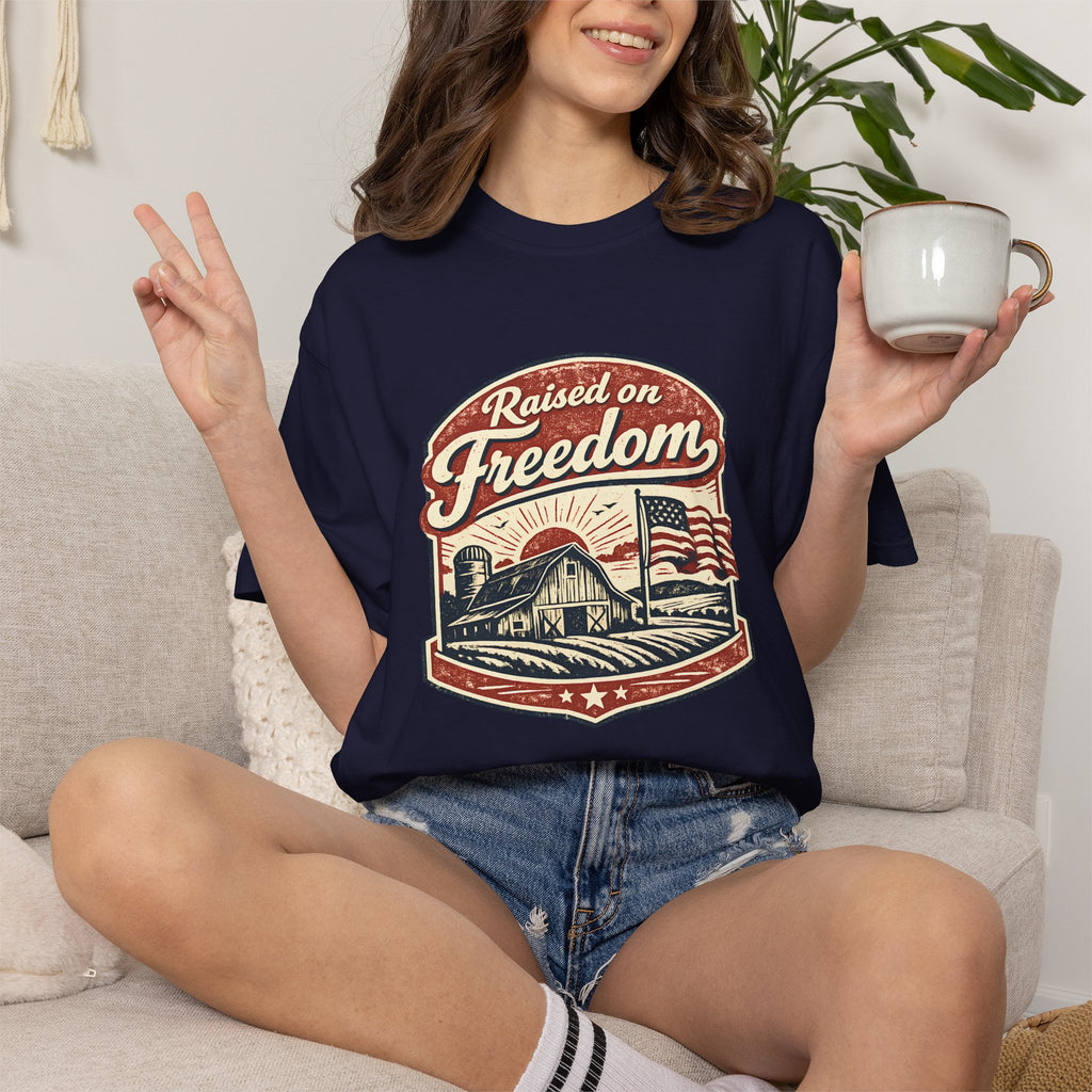 Raised on Freedom T-Shirt — Vintage American Flag Graphic Tee