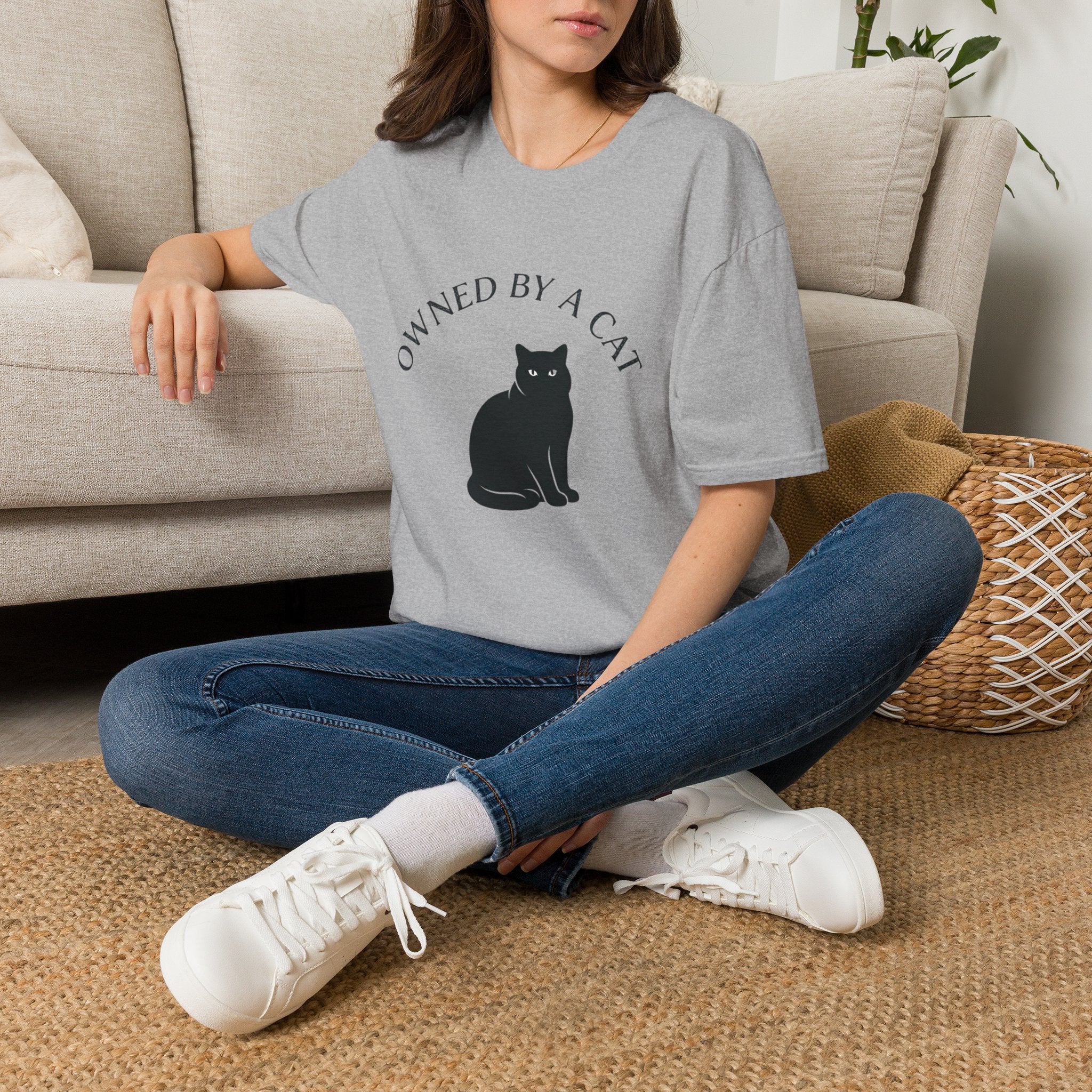 Owned By A Cat T-Shirt | Cat Silhouette Tee, Cat Lover Shirt