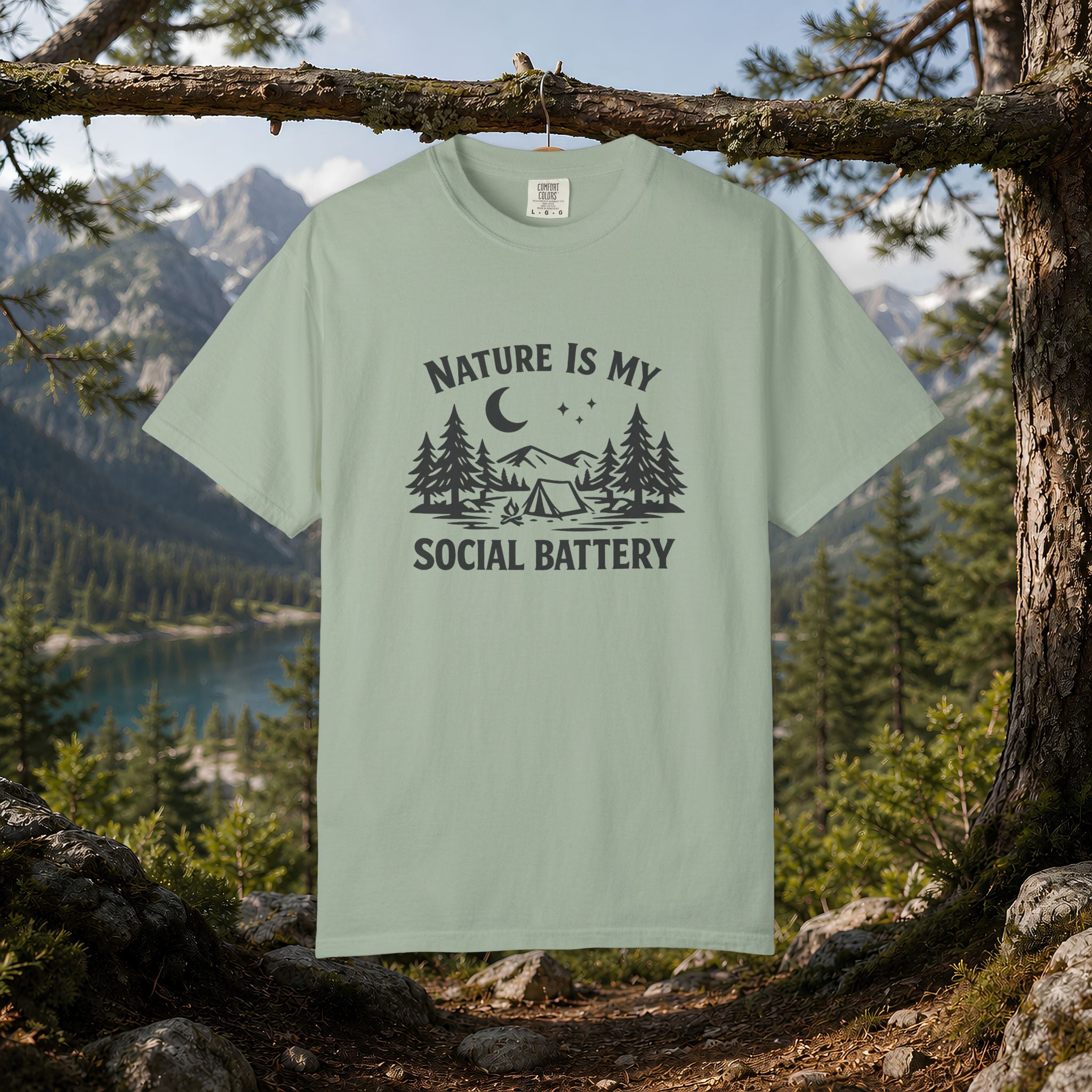 Nature Is My Social Battery T-Shirt — Outdoor Enthusiast Graphic Tee