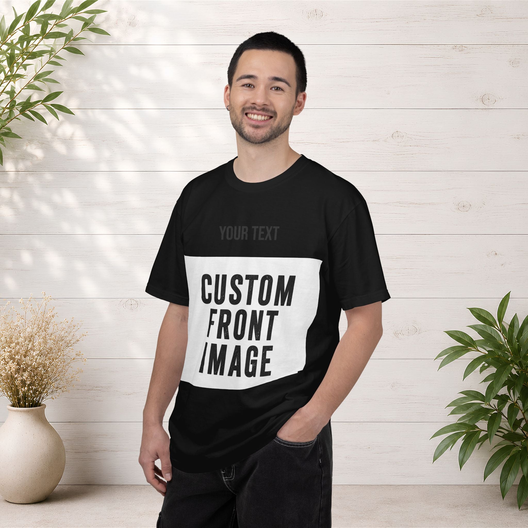 Custom Front Landscape Print T-Shirt — Personalized Text & Image Tee