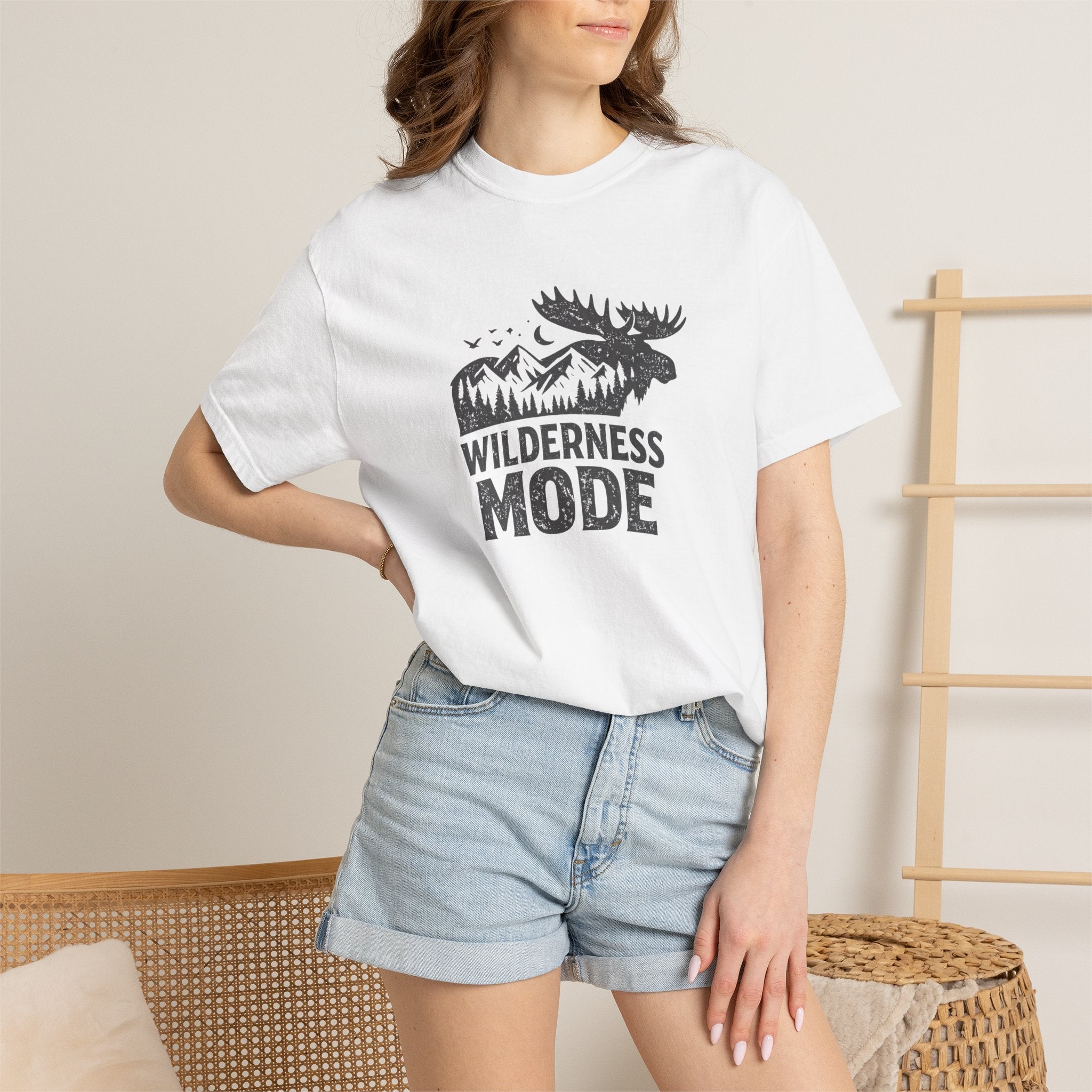 Wilderness Mode T-Shirt — Outdoor Moose Mountain Graphic Tee