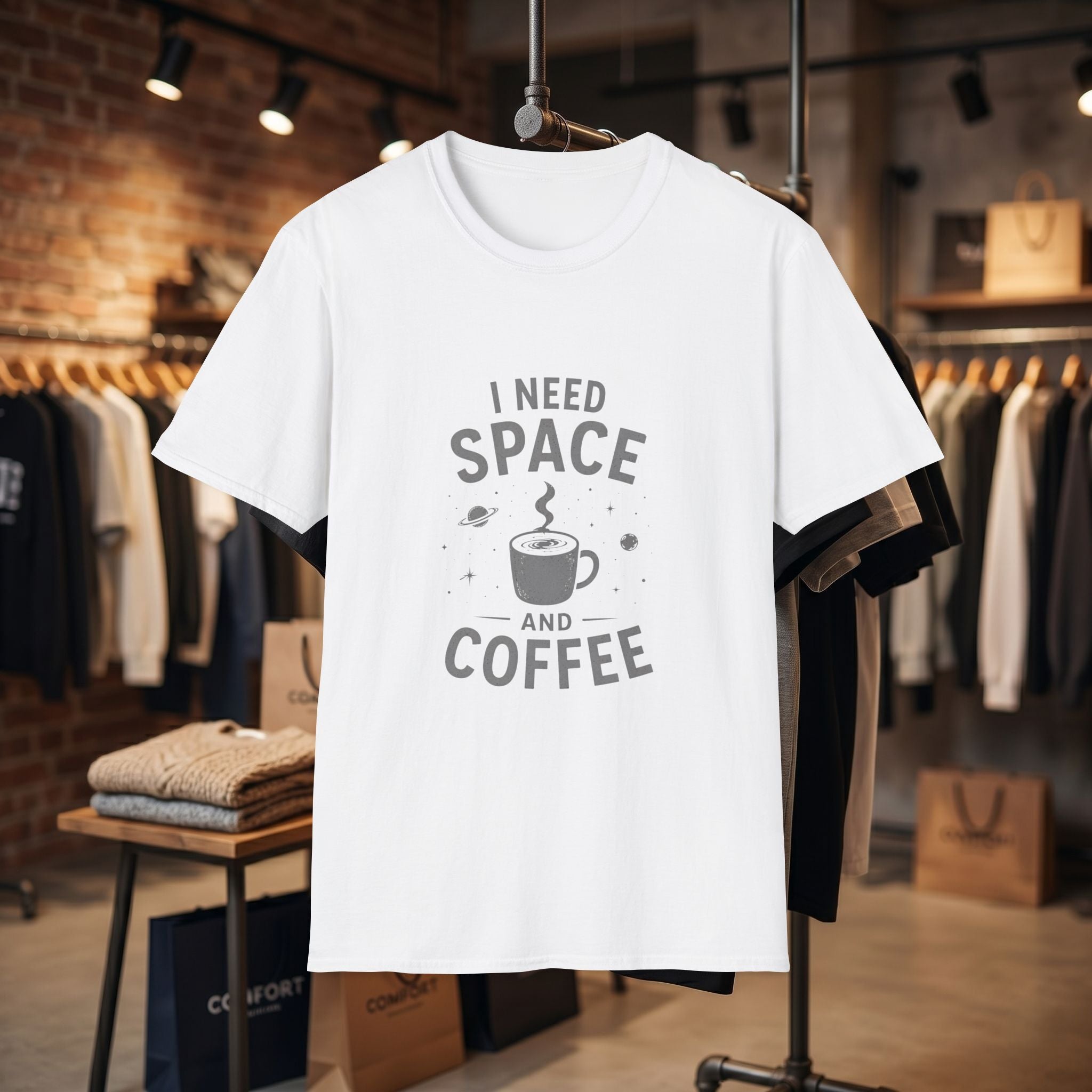 I Need Space and Coffee T-Shirt | Space Coffee Graphic Tee