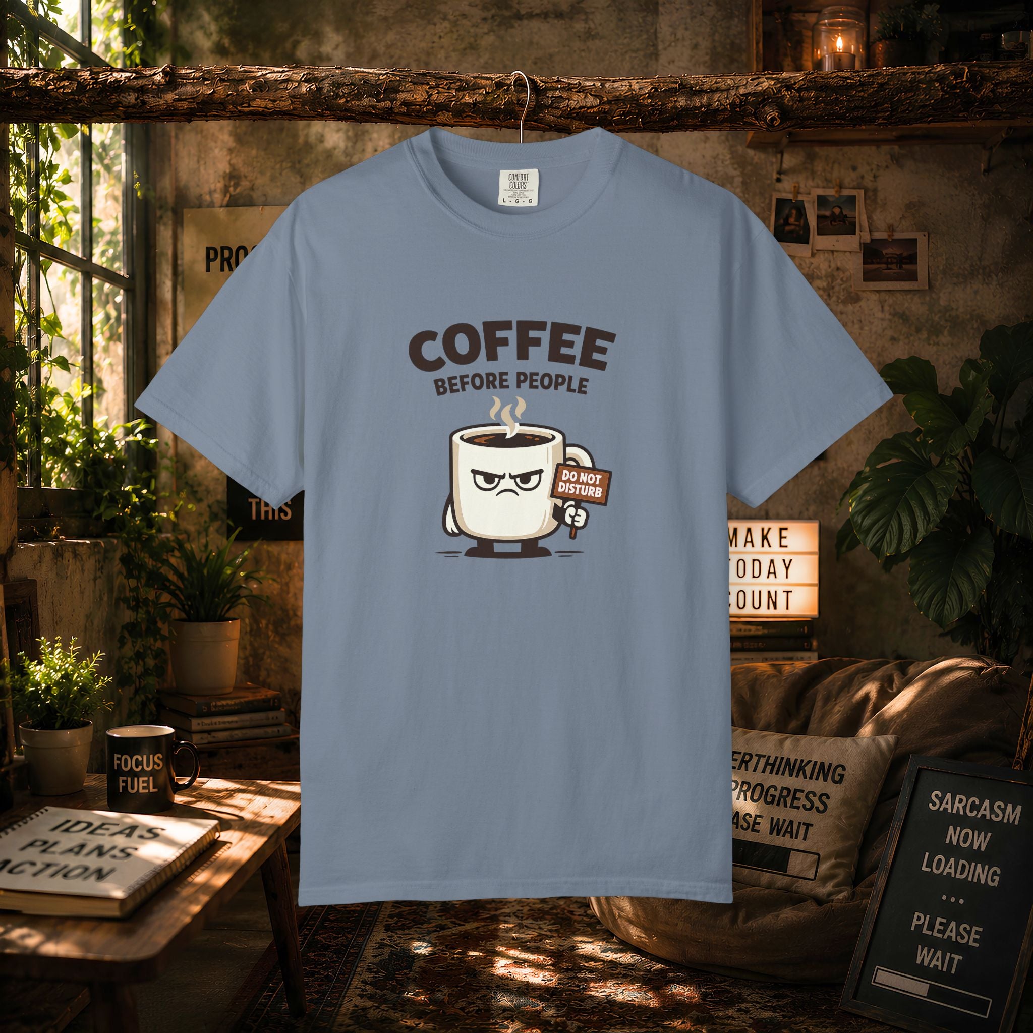 Coffee Before People T‑Shirt — Funny Morning Coffee Graphic Tee