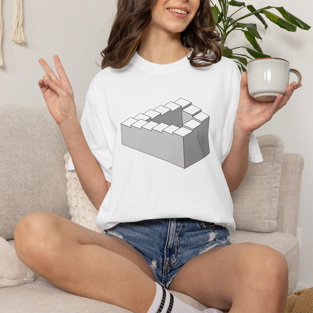 Optical Illusion Staircase Tee — Impossible Step Graphic T-Shirt