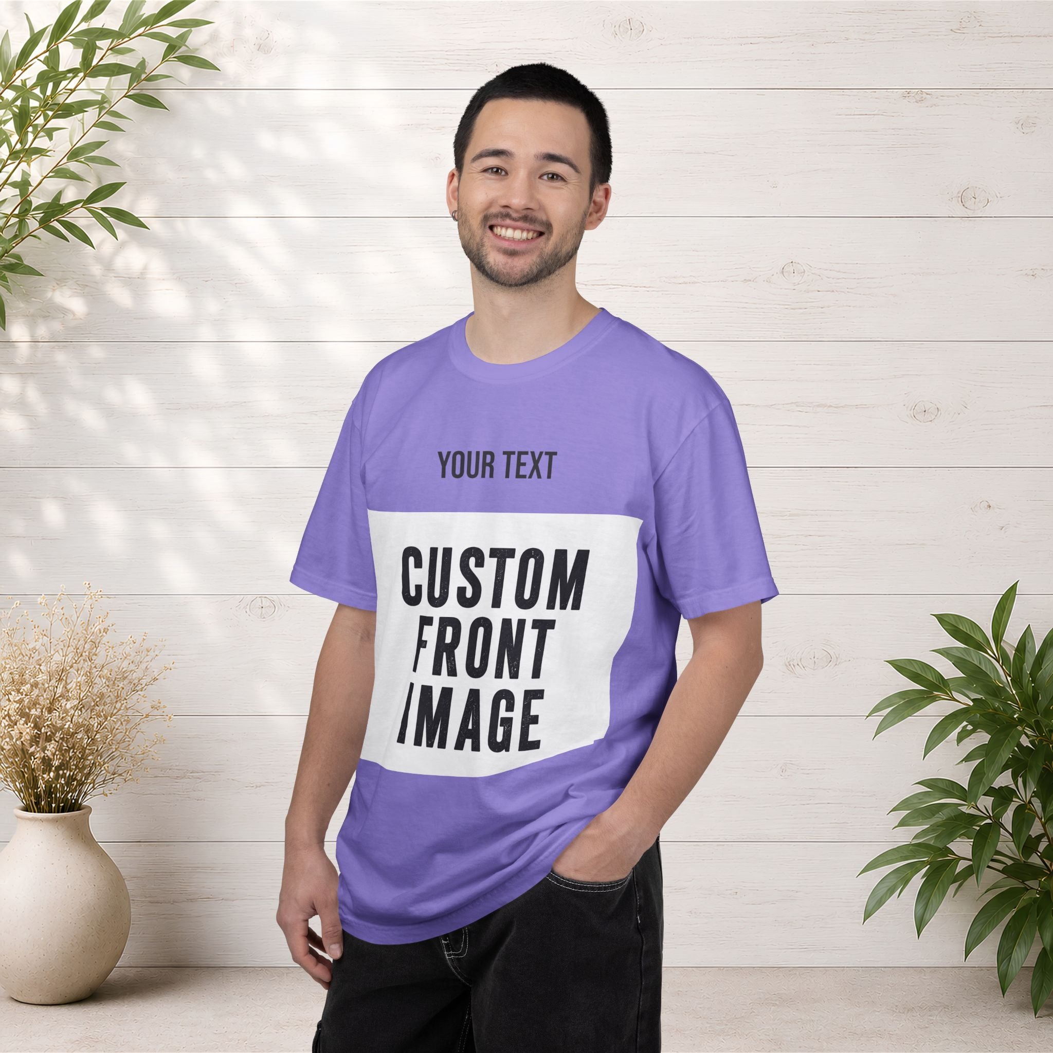 Custom Front Landscape Print T-Shirt — Personalized Text & Image Tee