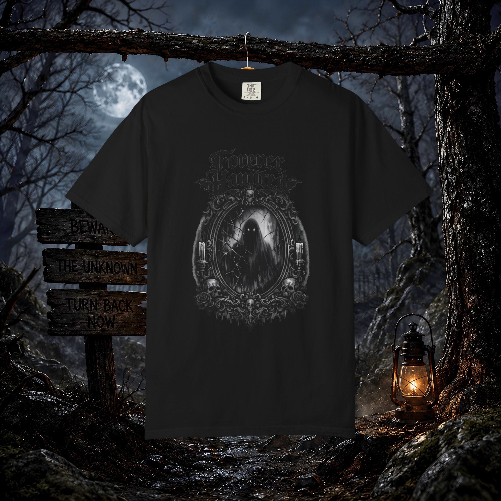 Forever Haunted T-Shirt — Gothic Ghost Graphic Tee