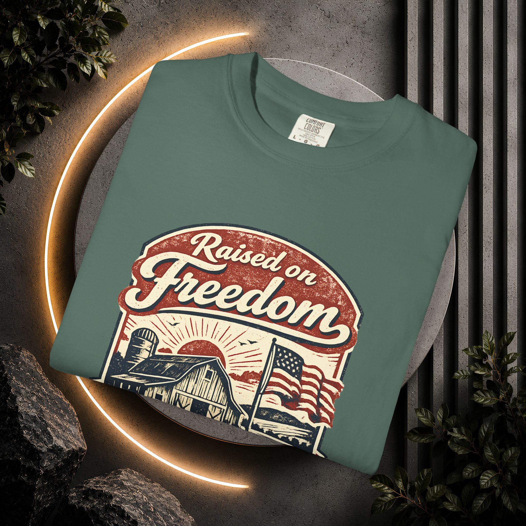Raised on Freedom T-Shirt — Vintage American Flag Graphic Tee