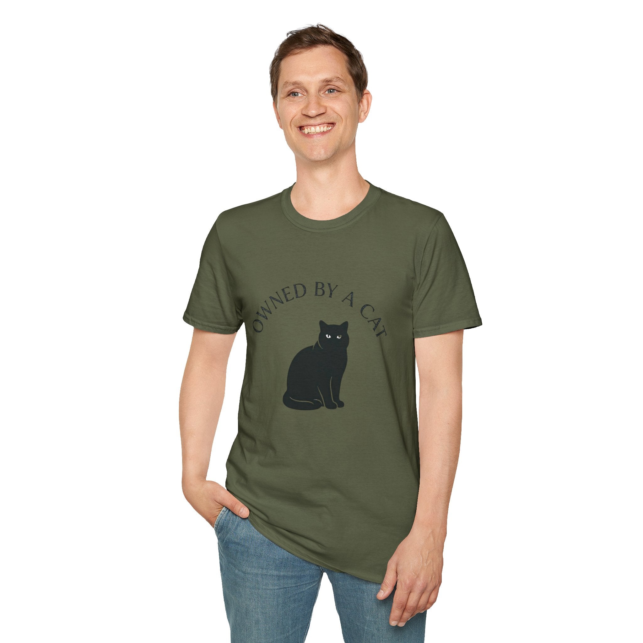 Owned By A Cat T-Shirt | Cat Silhouette Tee, Cat Lover Shirt