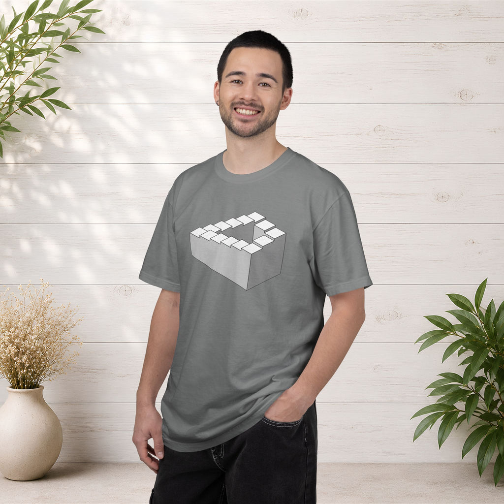 Optical Illusion Staircase Tee — Impossible Step Graphic T-Shirt