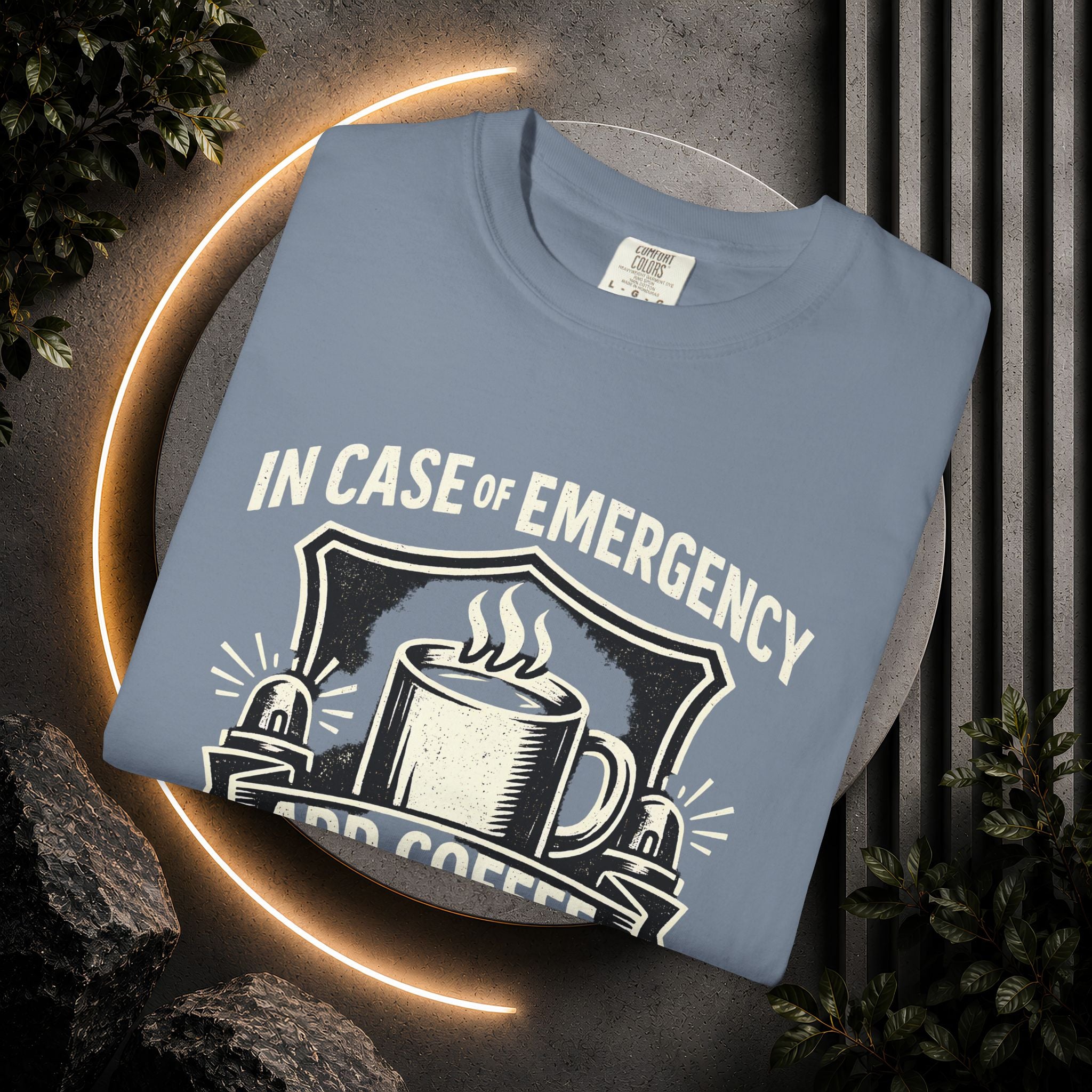 Coffee Emergency T-Shirt — "In Case of Emergency Add Coffee" Graphic Tee