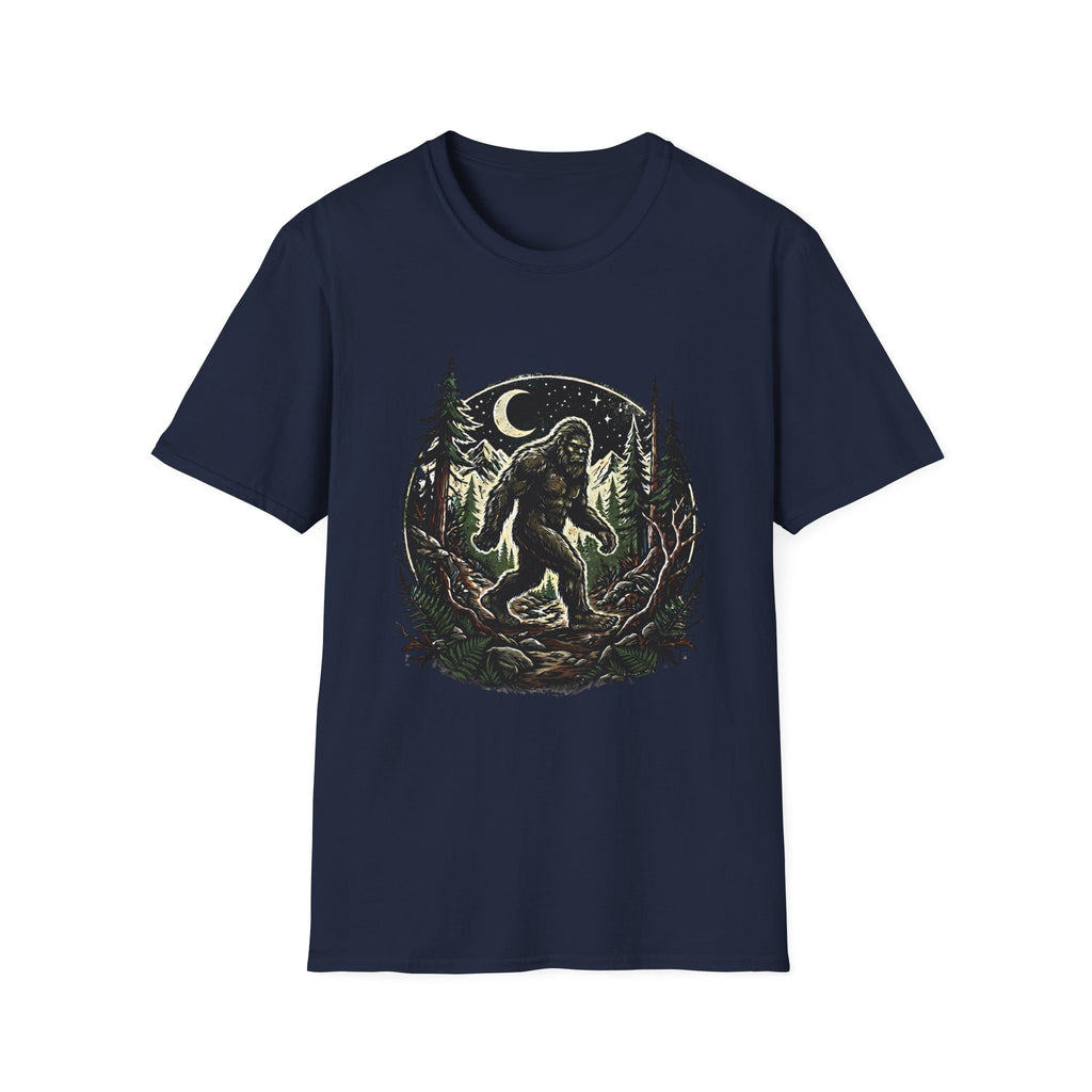 Bigfoot Forest Moon T-Shirt | Sasquatch Night Hiking Design