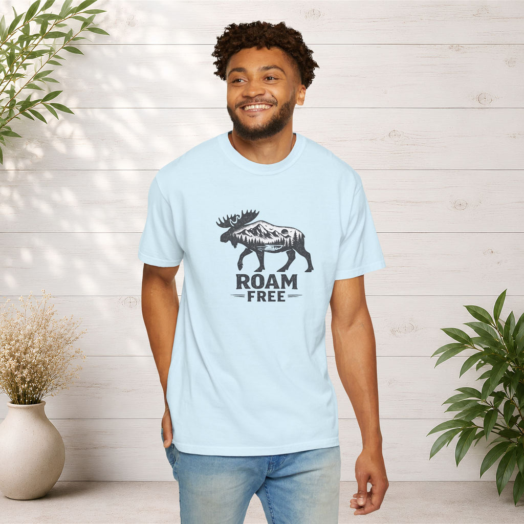 Roam Free Moose T-Shirt — Outdoorsy Nature Graphic Tee