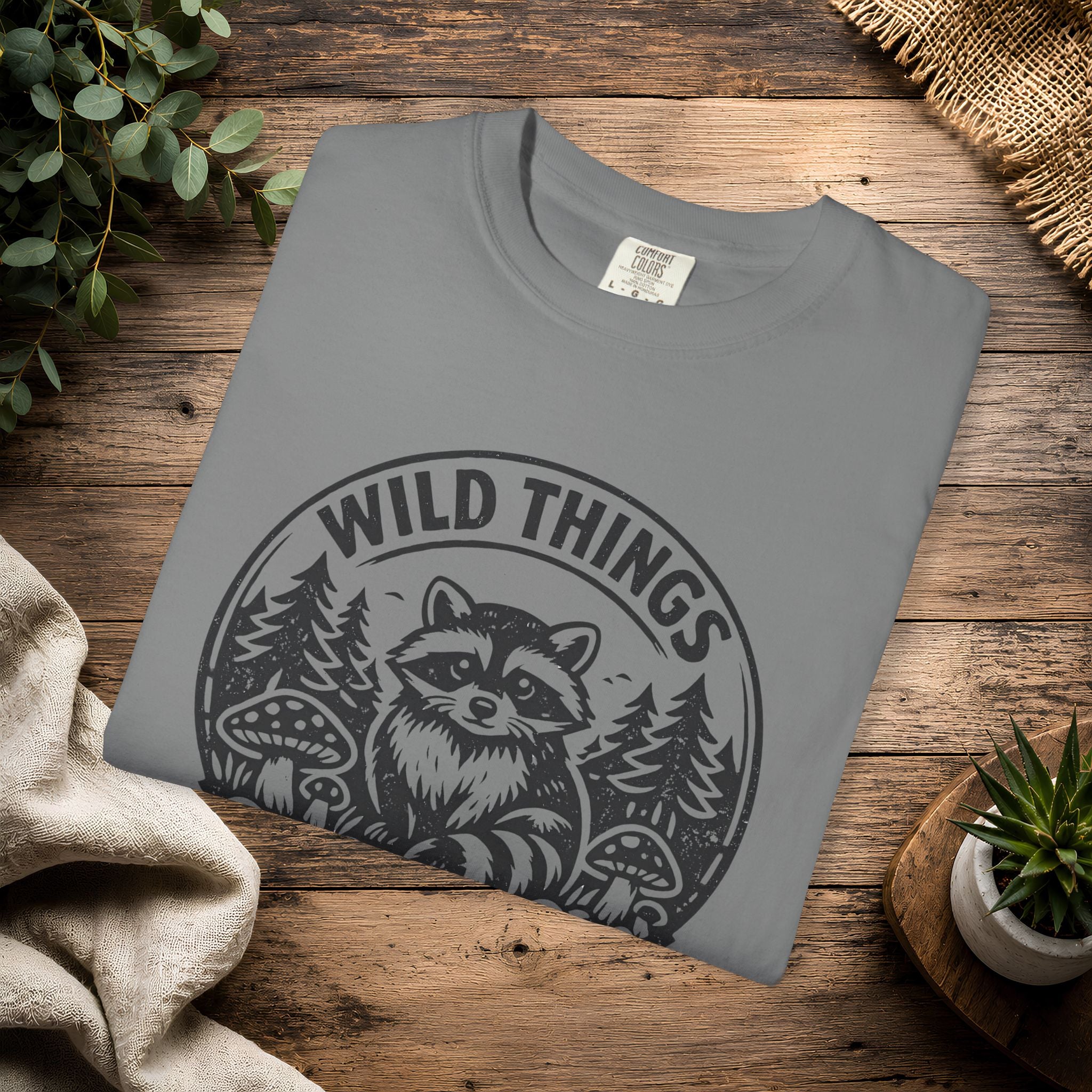 “Wild Things Welcome” Raccoon Forest Graphic T-Shirt