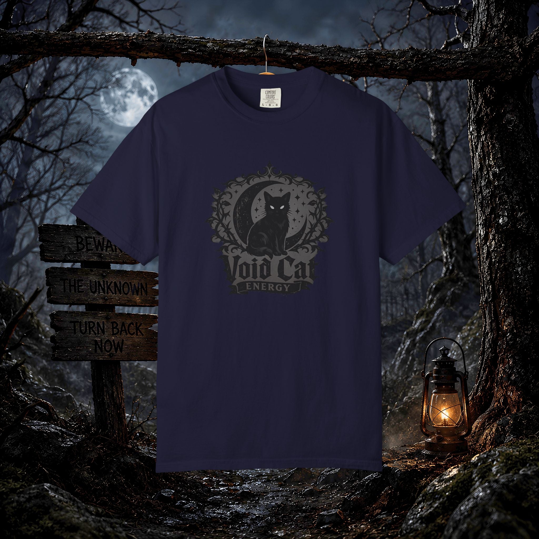 Void Cat T-Shirt — Gothic Black Cat Graphic Tee