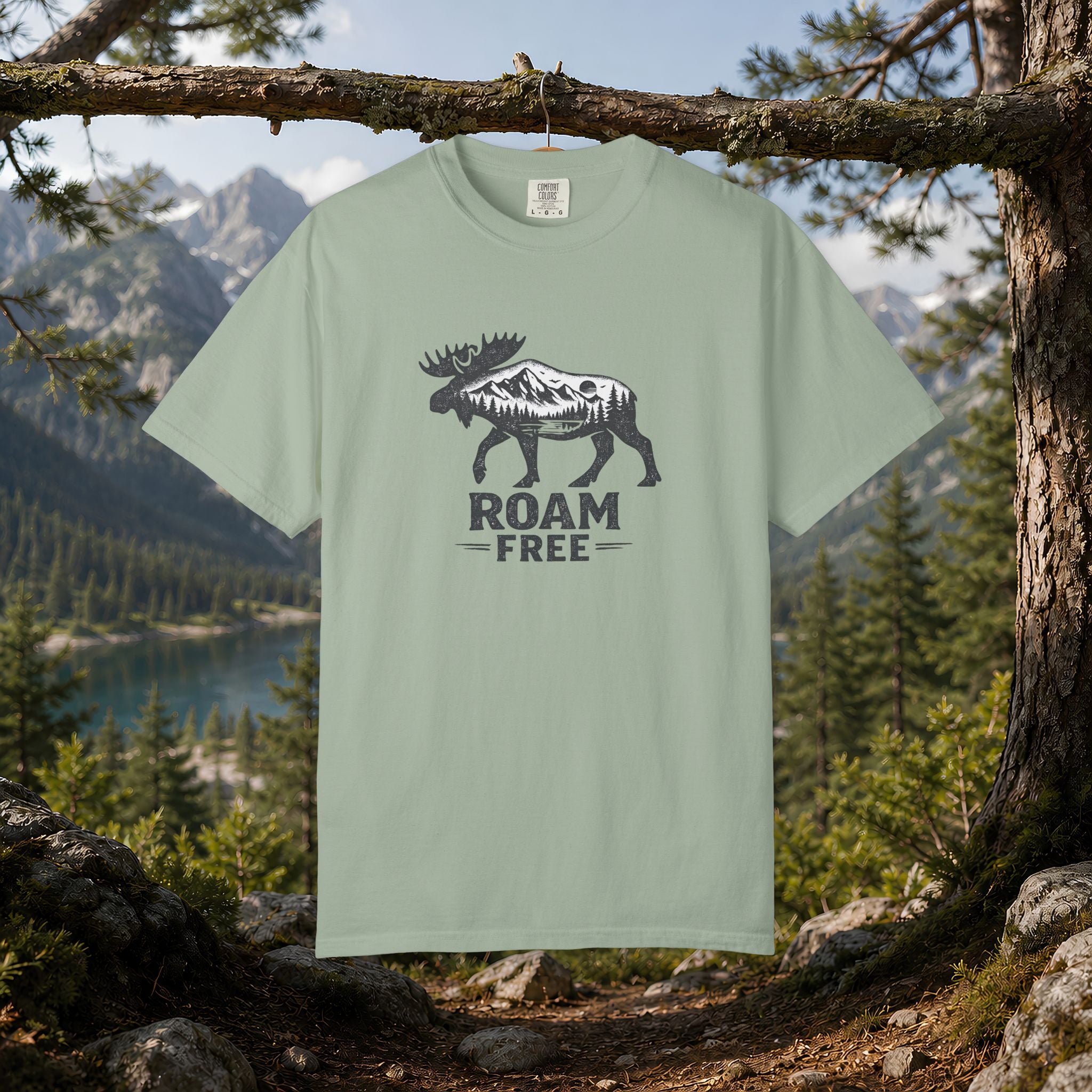 Roam Free Moose T-Shirt — Outdoorsy Nature Graphic Tee