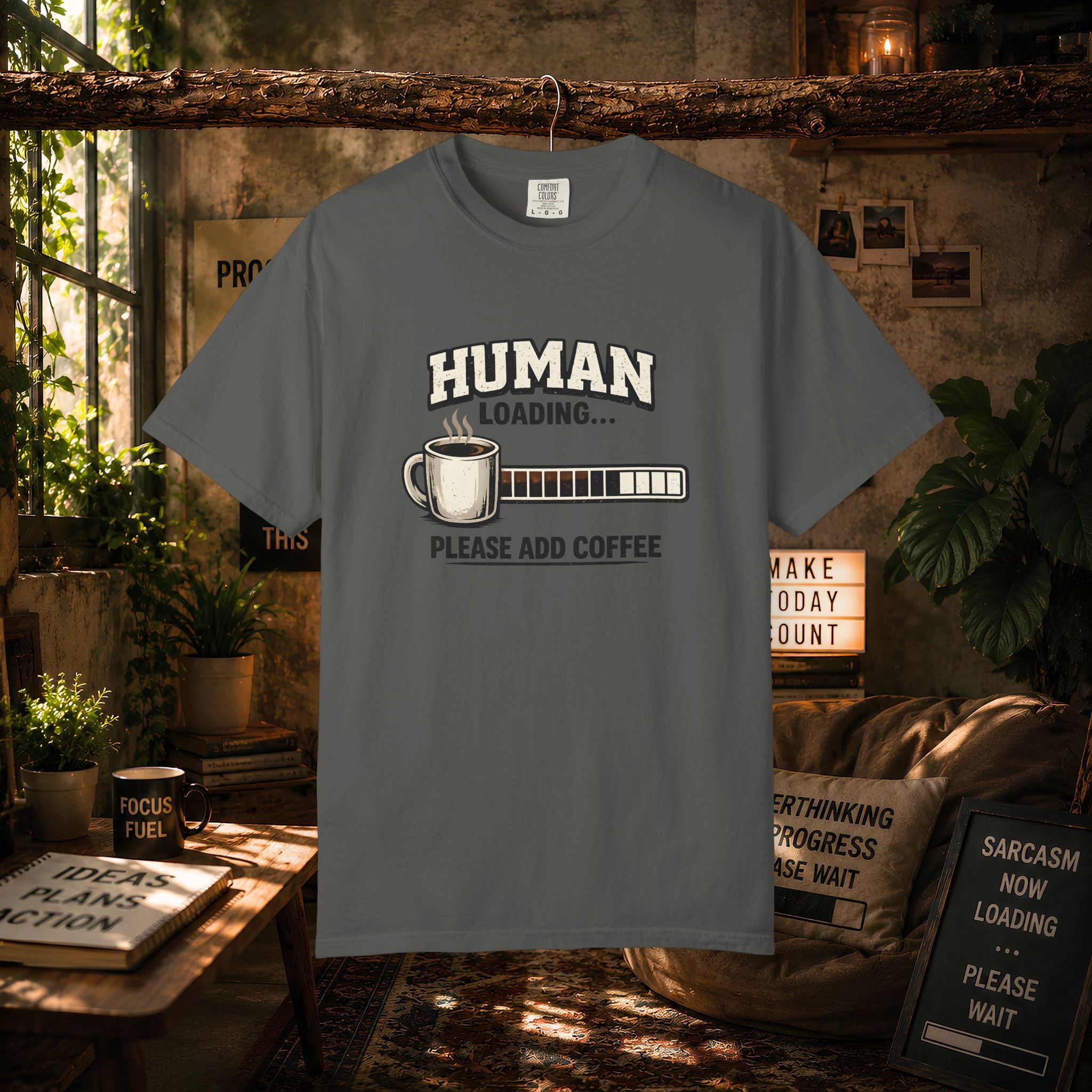 "Human Loading... Please Add Coffee" Funny Coffee Lover T-Shirt