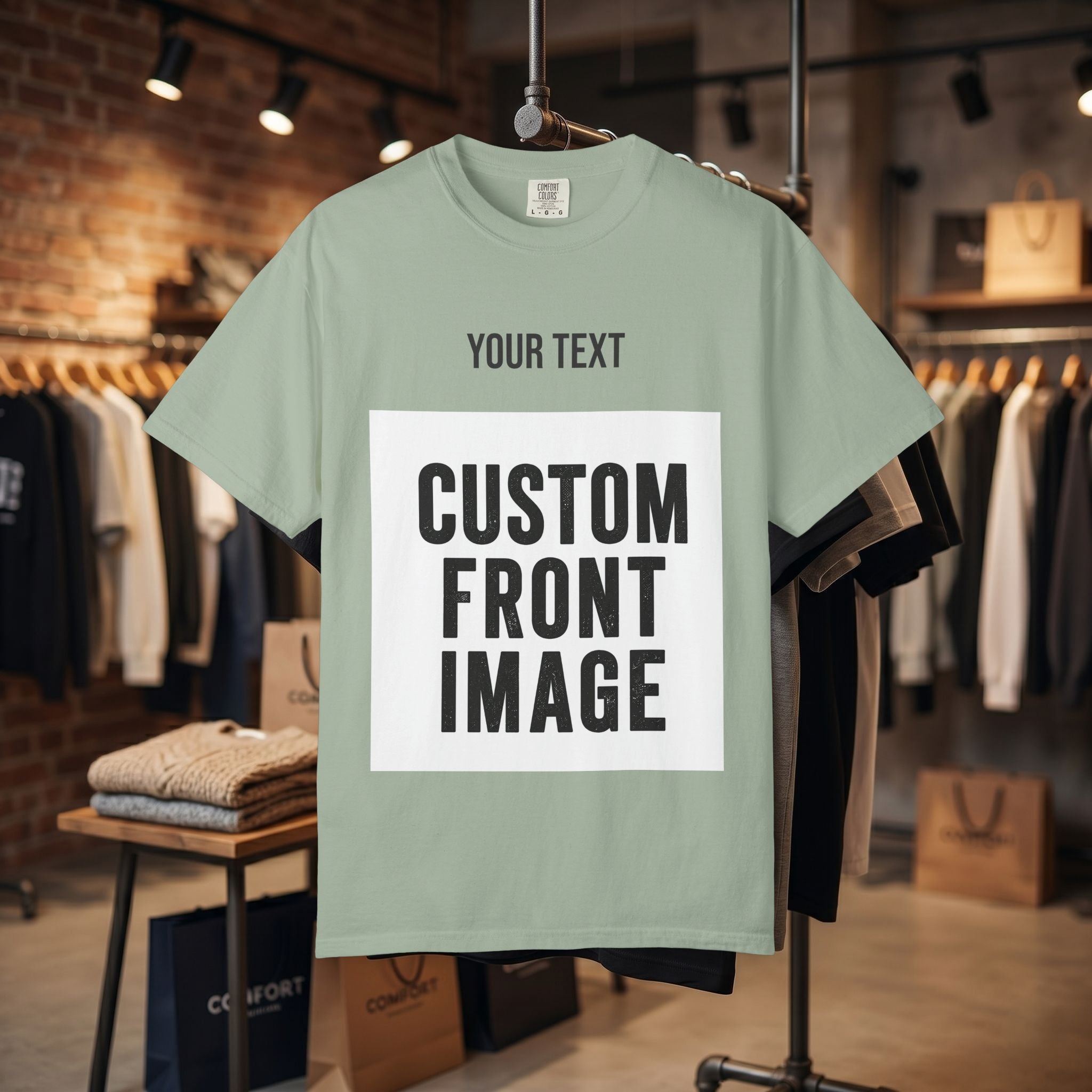 Custom Front Square Print T-Shirt — Personalized Text & Image Tee