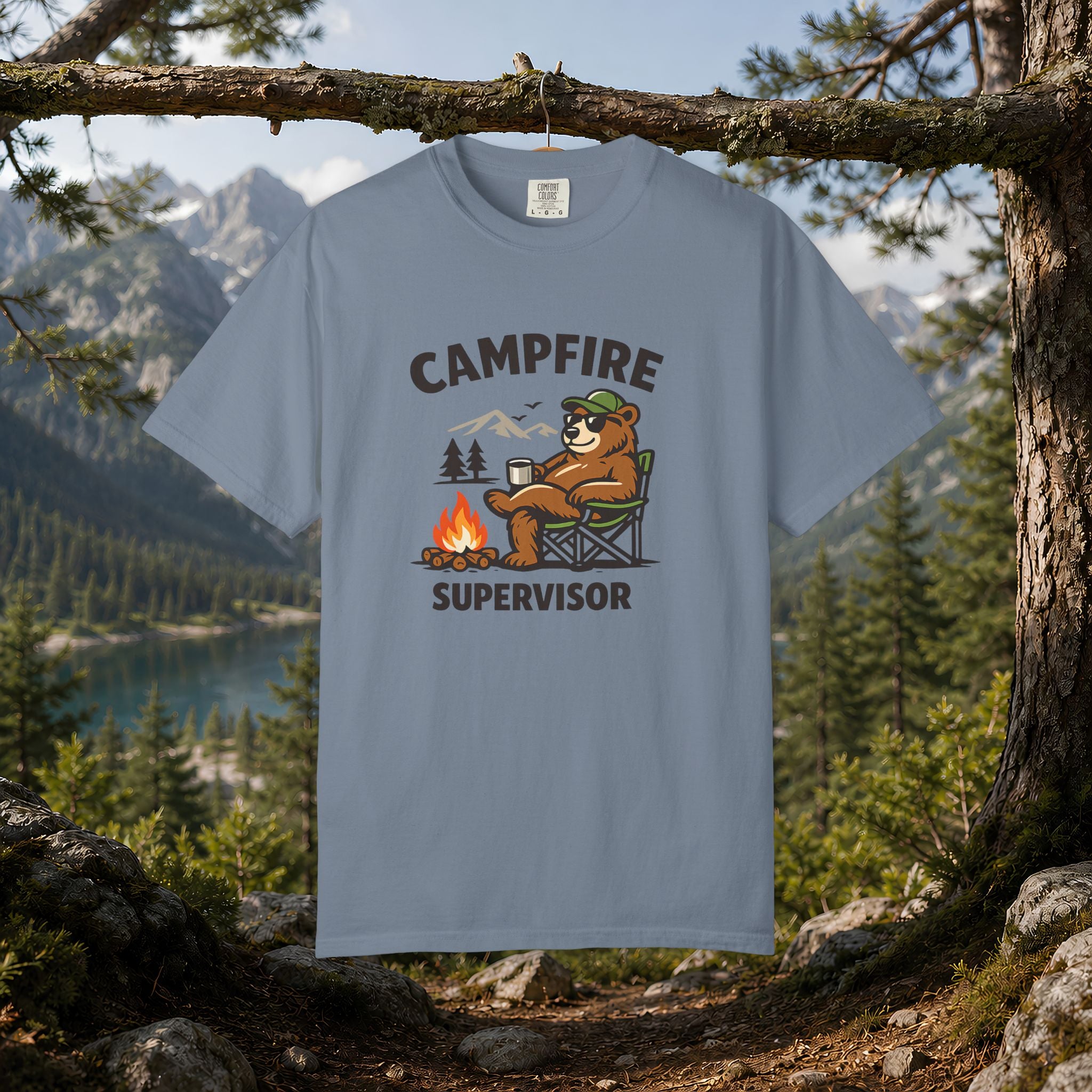 Campfire Supervisor T-Shirt — Funny Bear Camping Tee