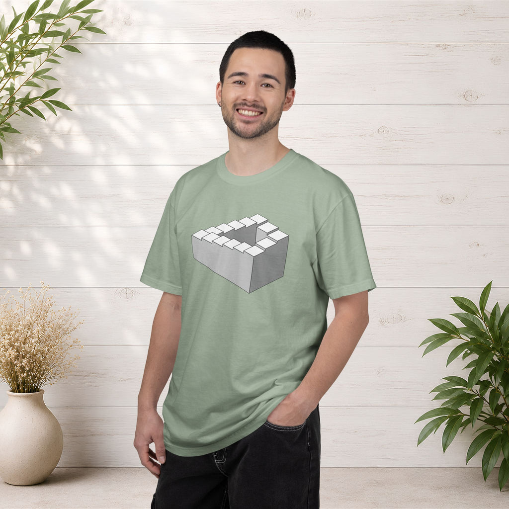 Optical Illusion Staircase Tee — Impossible Step Graphic T-Shirt