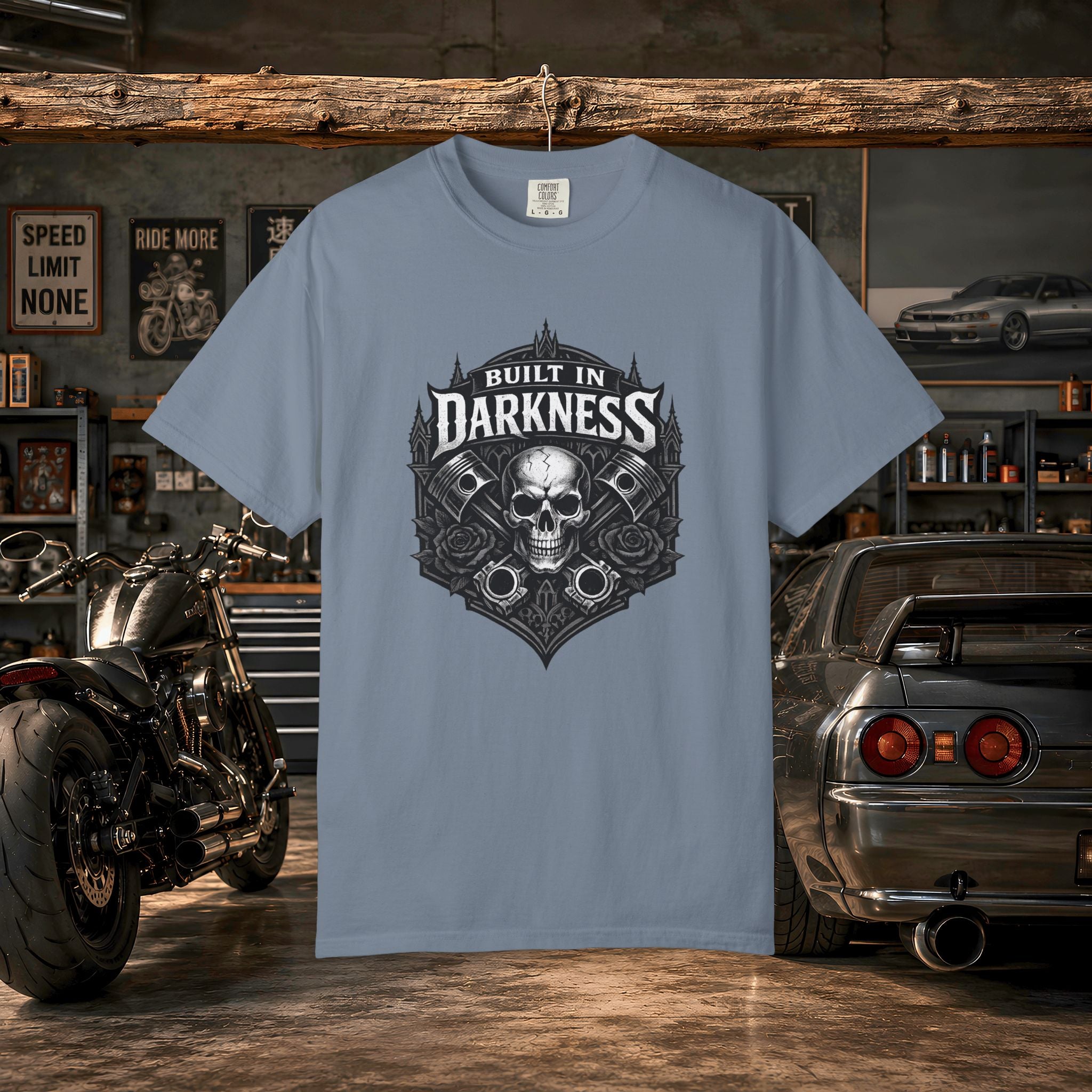 Built in Darkness Skull & Pistons T-Shirt