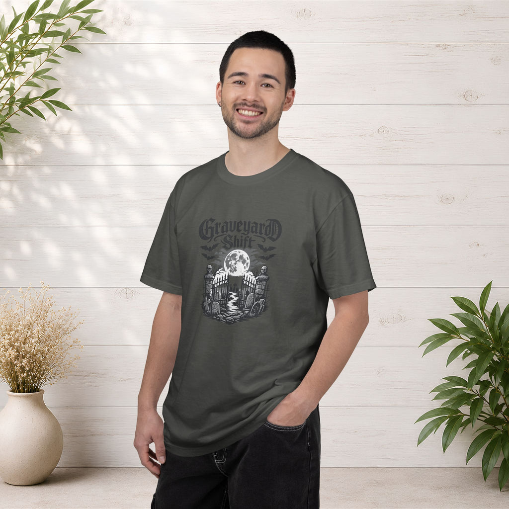 Graveyard Shift T-Shirt — Gothic Cemetery Skull Night Shift Tee