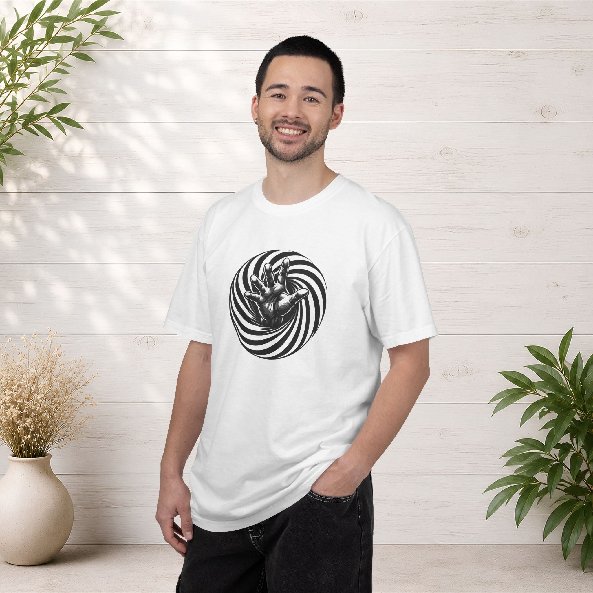 Optical Spiral Hand Graphic T-Shirt