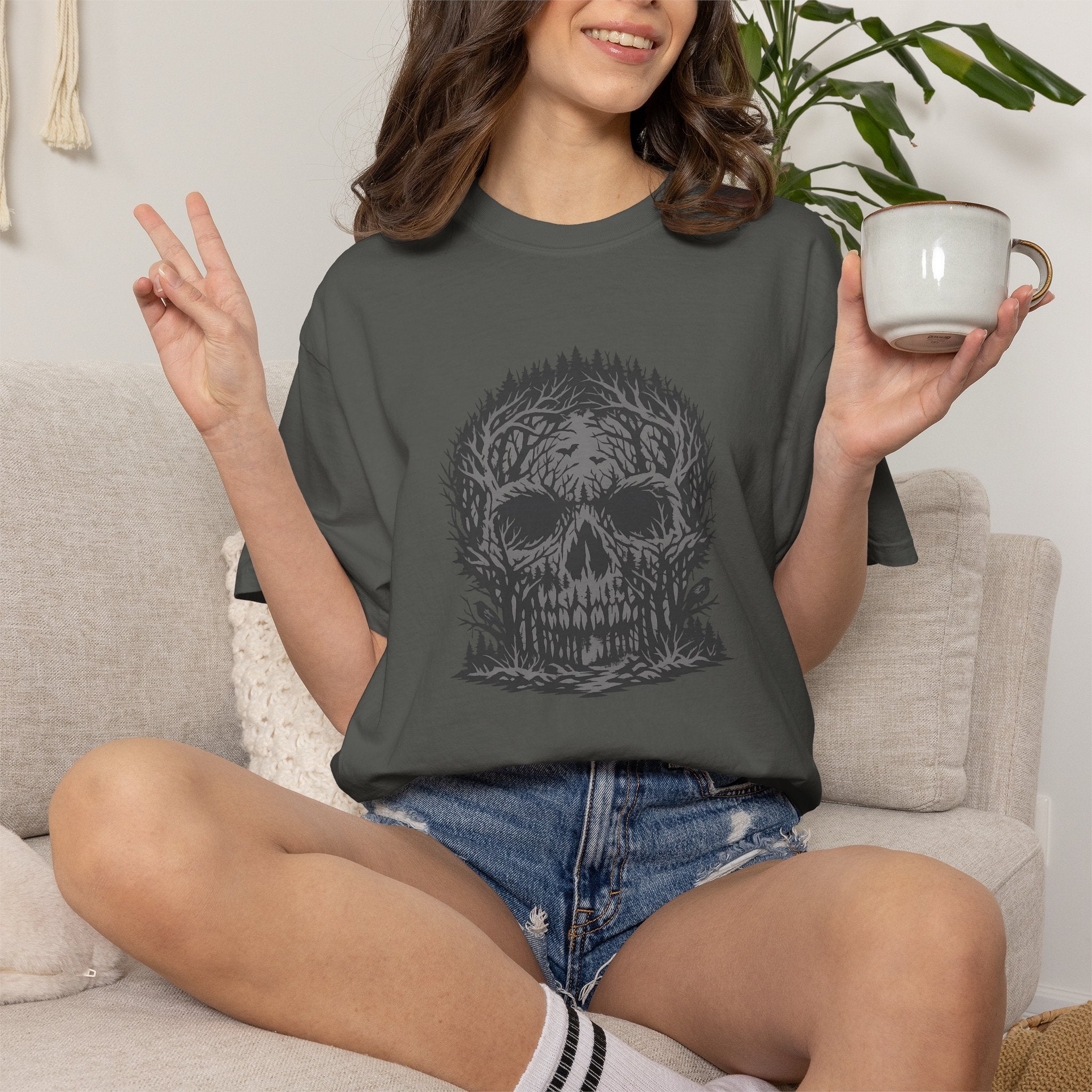 Skull Forest T-Shirt — Grunge Skull Graphic Tee