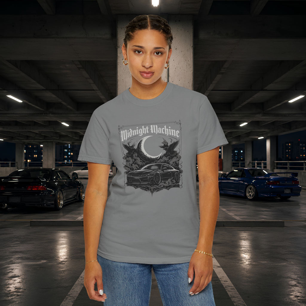 Midnight Machine Graphic T-Shirt — Retro Car Moon Tee for Night Drivers